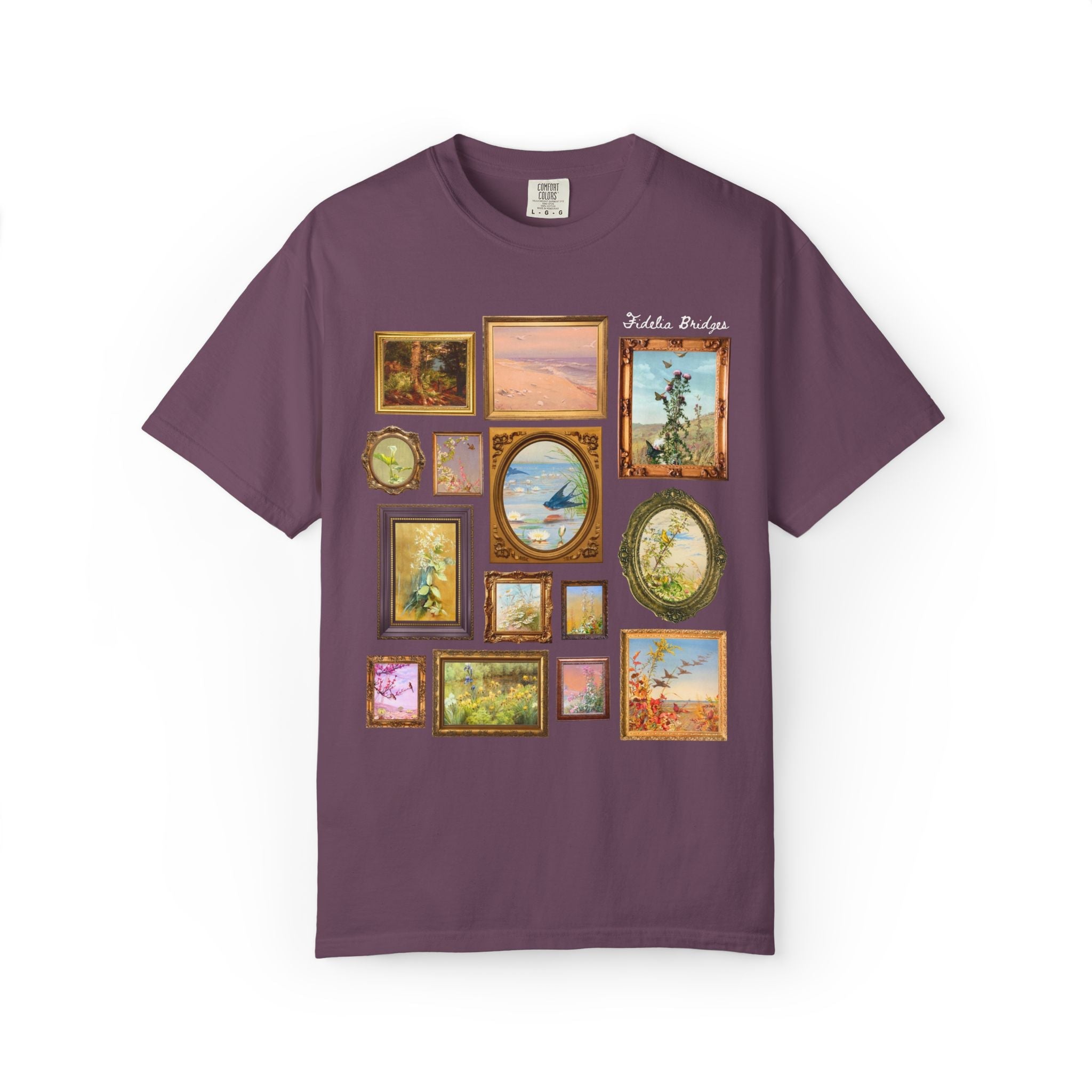 Fidelia Bridges Art History T-Shirt, Pre - Raphaelite American Art Movement, 19th Century Women's Art History Tee, Floral Gardening Art Shirt - Opal and June
