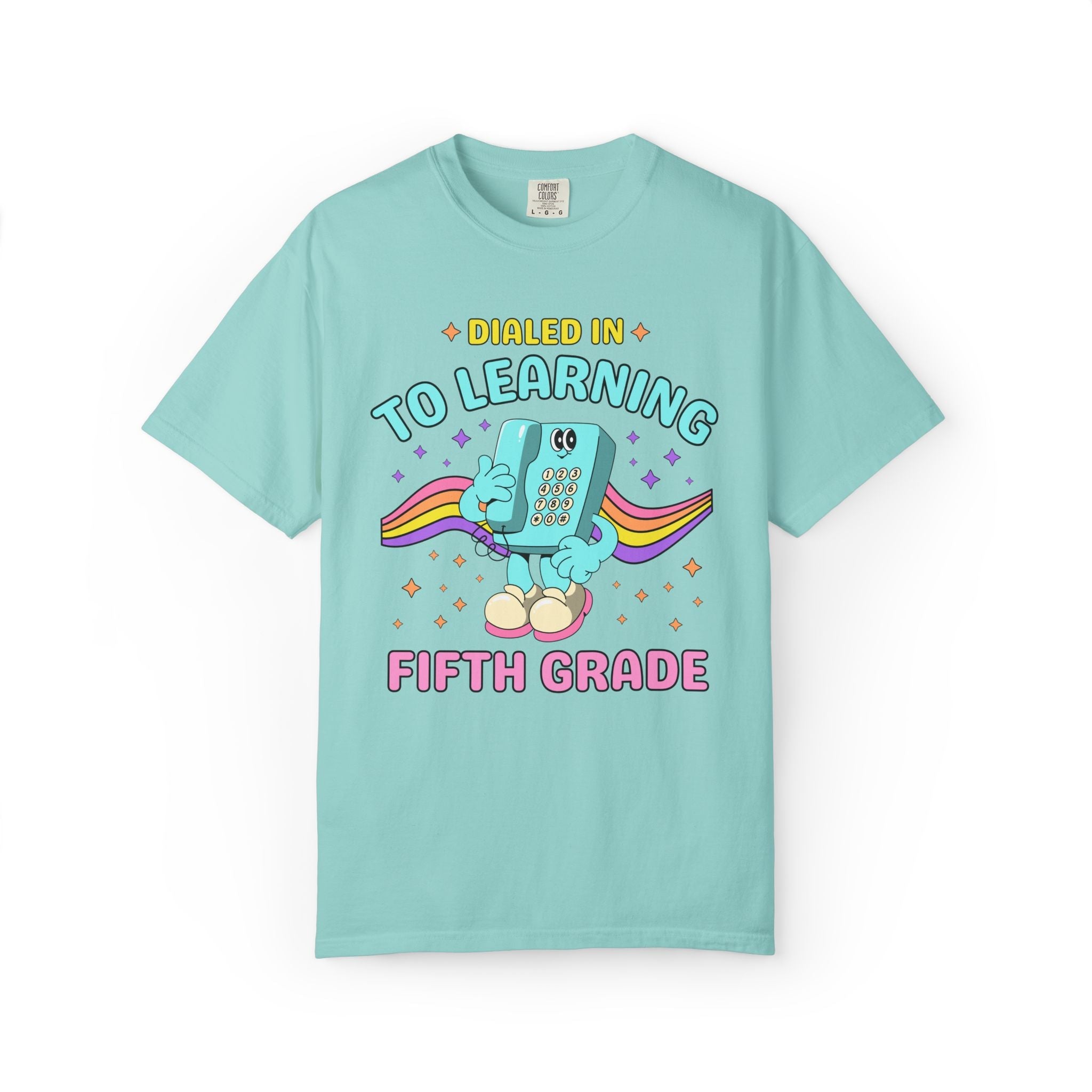 Fifth Grade Dialed Into Learning Retro Grade Level T-Shirt for Teachers: Cute and Funny Matching Teacher, Back to School, Testing Day - Opal and June