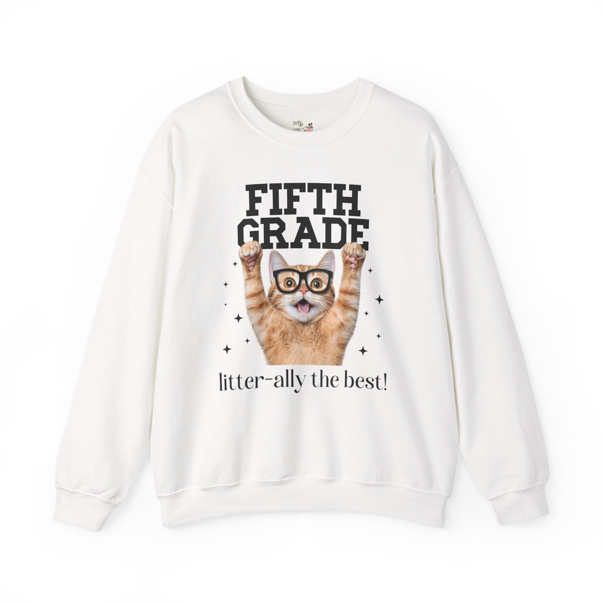 Fifth Grade Teacher Cat Lover Sweatshirt for Back to School, Funny Saying Cat Mom or Cat Dad Gift, First Day of School Teacher Team Shirt - Opal and June