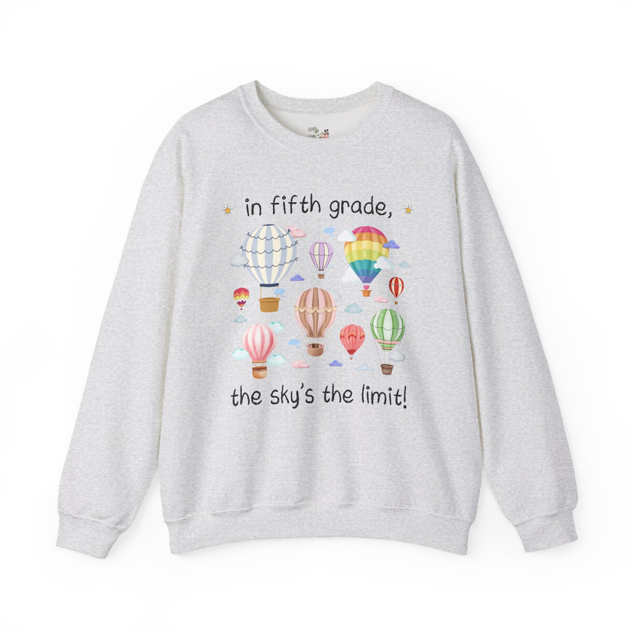 Fifth Grade Teacher Sweatshirt, Cute Retro Hot Air Balloons, Uplifting Colorful Maximalist Back to School Shirt, Matching Teacher Crewneck - Opal and June