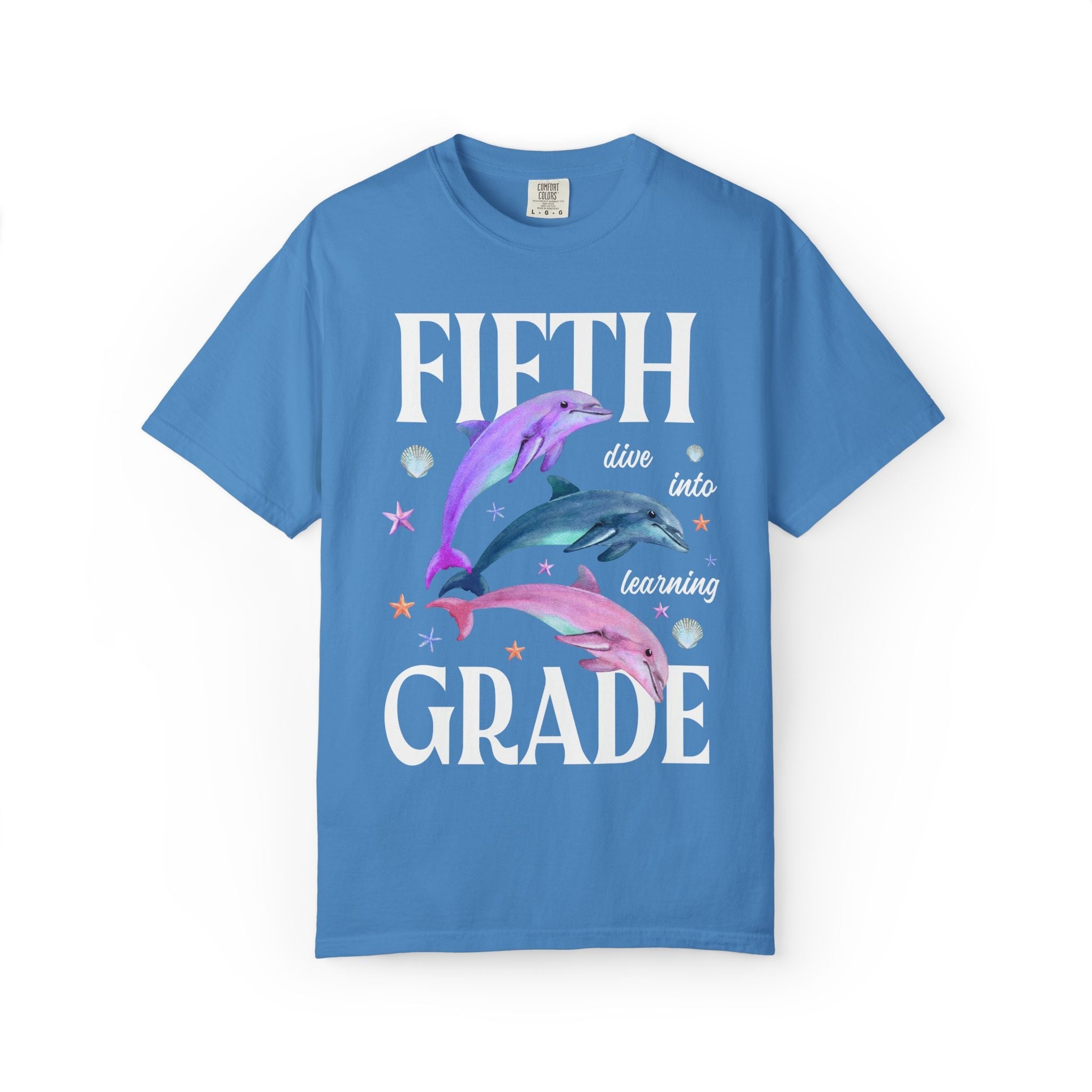 Fifth Grade Teacher Team Tee Shirt with Dolphins: Dive Into Learning - Opal and June