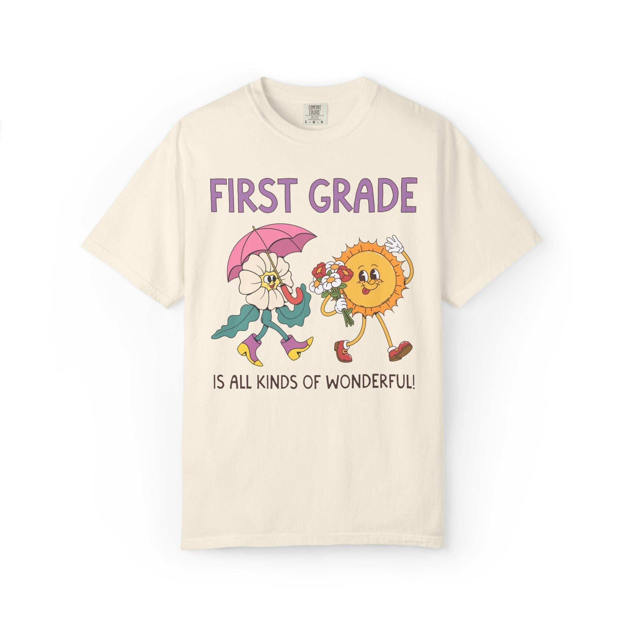 First Grade is All Kinds of Wonderful Teacher Team Tee Shirt for Back to School: Cute New School Year T-Shirt, First Year Teacher or Para - Opal and June
