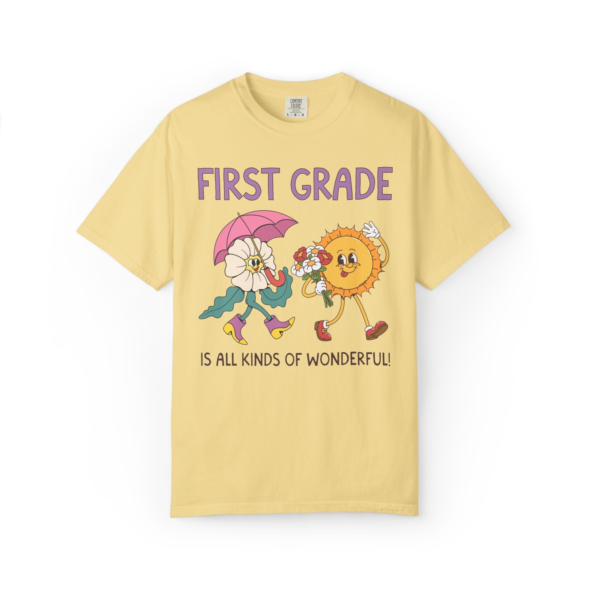 First Grade is All Kinds of Wonderful Teacher Team Tee Shirt for Back to School: Cute New School Year T-Shirt, First Year Teacher or Para - Opal and June