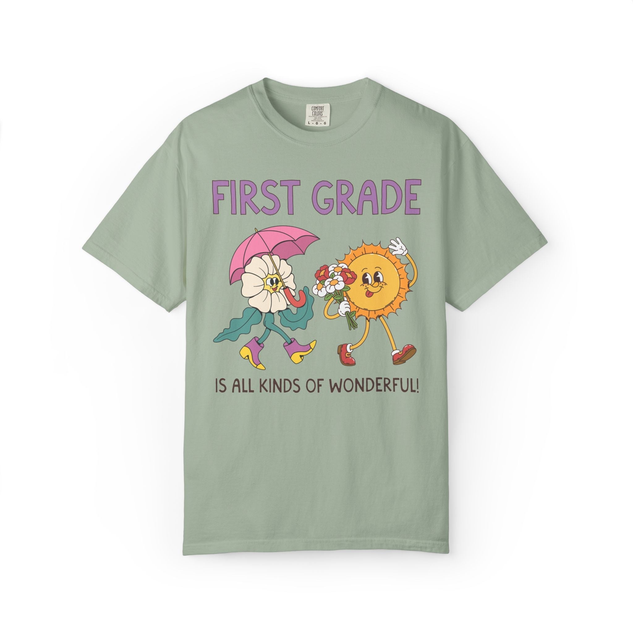 First Grade is All Kinds of Wonderful Teacher Team Tee Shirt for Back to School: Cute New School Year T-Shirt, First Year Teacher or Para - Opal and June