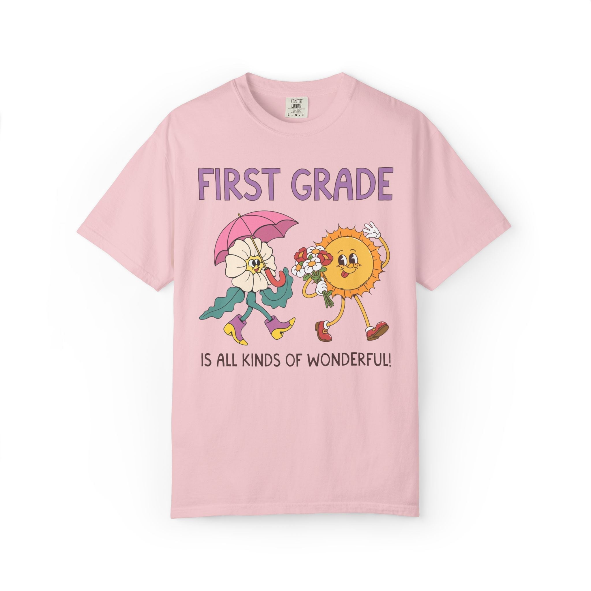 First Grade is All Kinds of Wonderful Teacher Team Tee Shirt for Back to School: Cute New School Year T-Shirt, First Year Teacher or Para - Opal and June