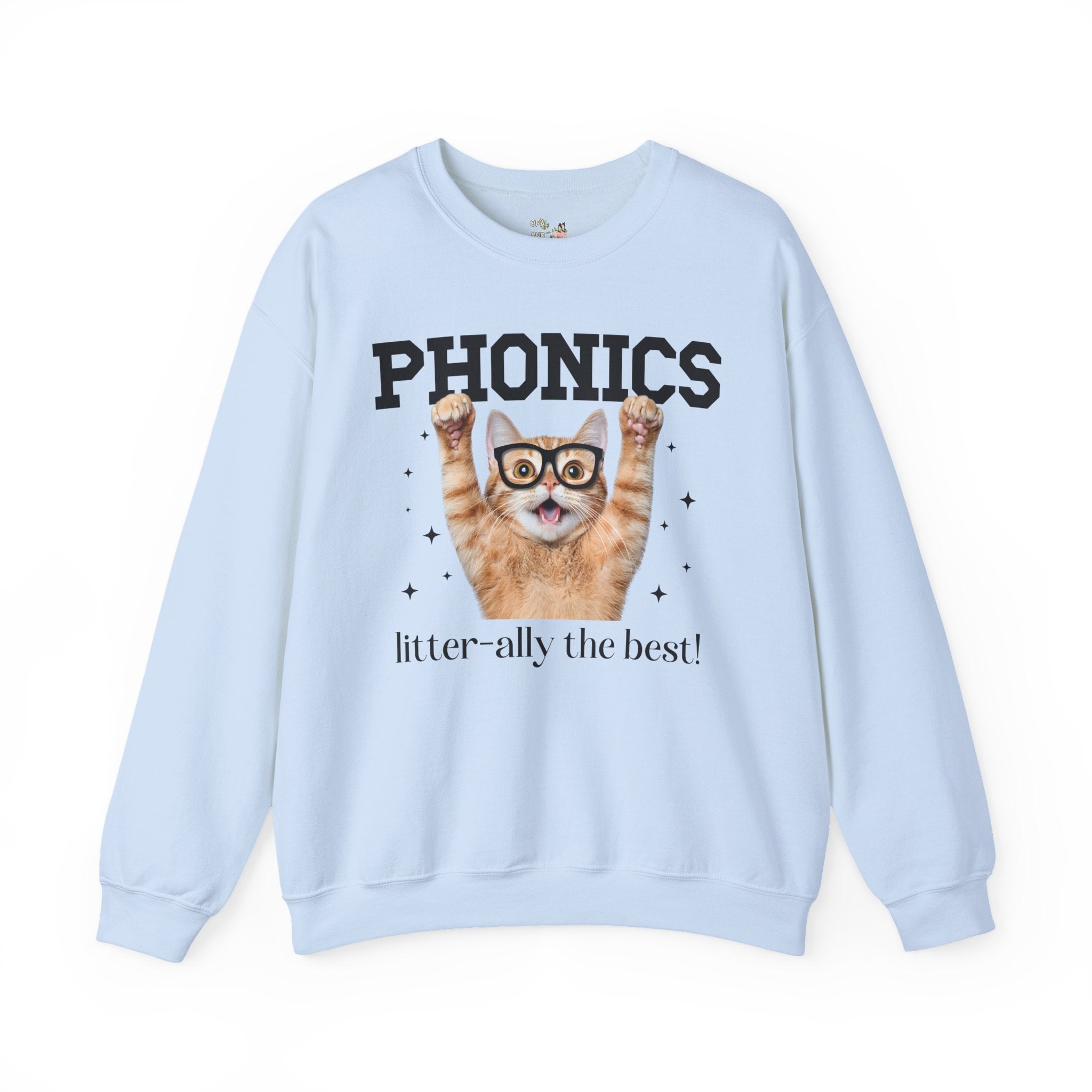 First Grade Teacher Cat Lover Sweatshirt for Back to School, Funny Saying Cat Mom or Cat Dad Gift, First Day of School Teacher Team Shirt - Opal and June