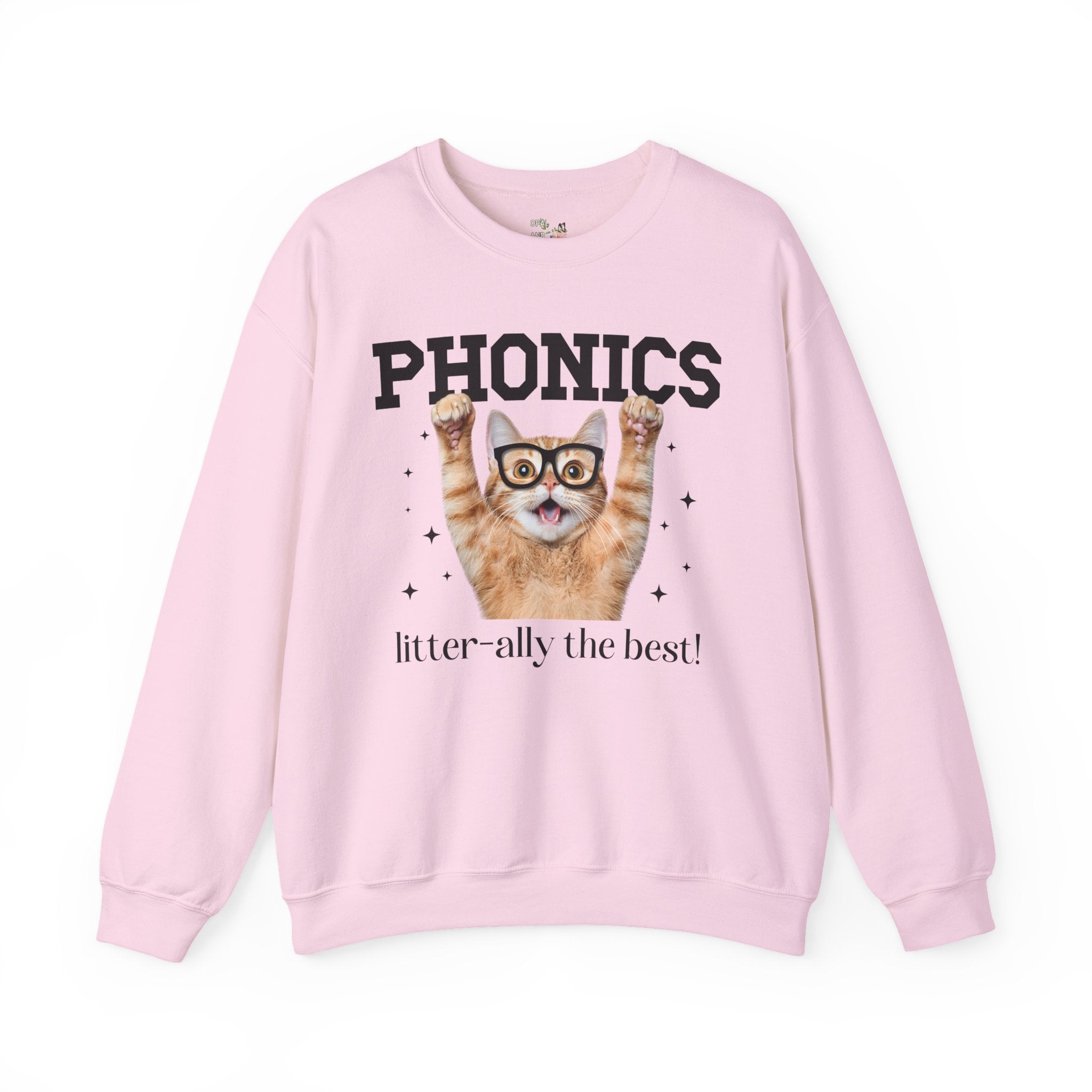 First Grade Teacher Cat Lover Sweatshirt for Back to School, Funny Saying Cat Mom or Cat Dad Gift, First Day of School Teacher Team Shirt - Opal and June