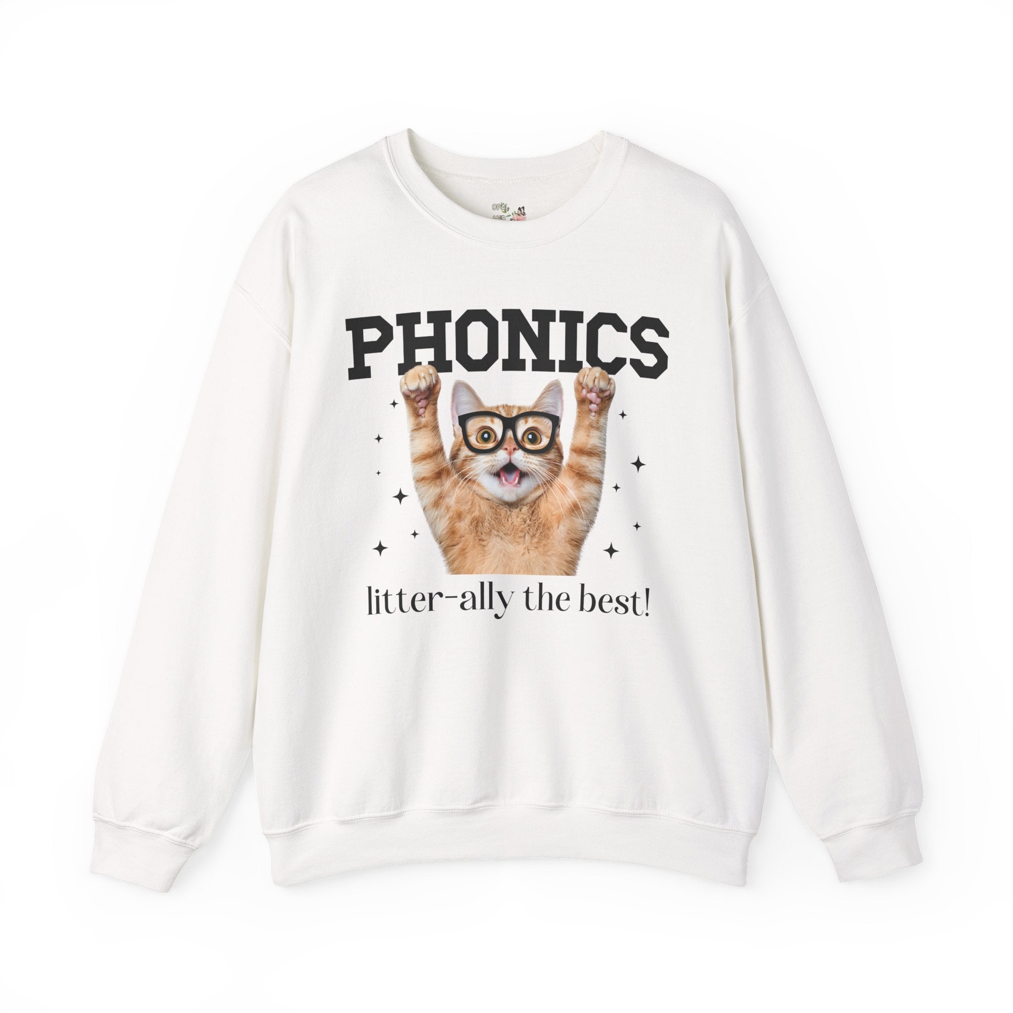 First Grade Teacher Cat Lover Sweatshirt for Back to School, Funny Saying Cat Mom or Cat Dad Gift, First Day of School Teacher Team Shirt - Opal and June