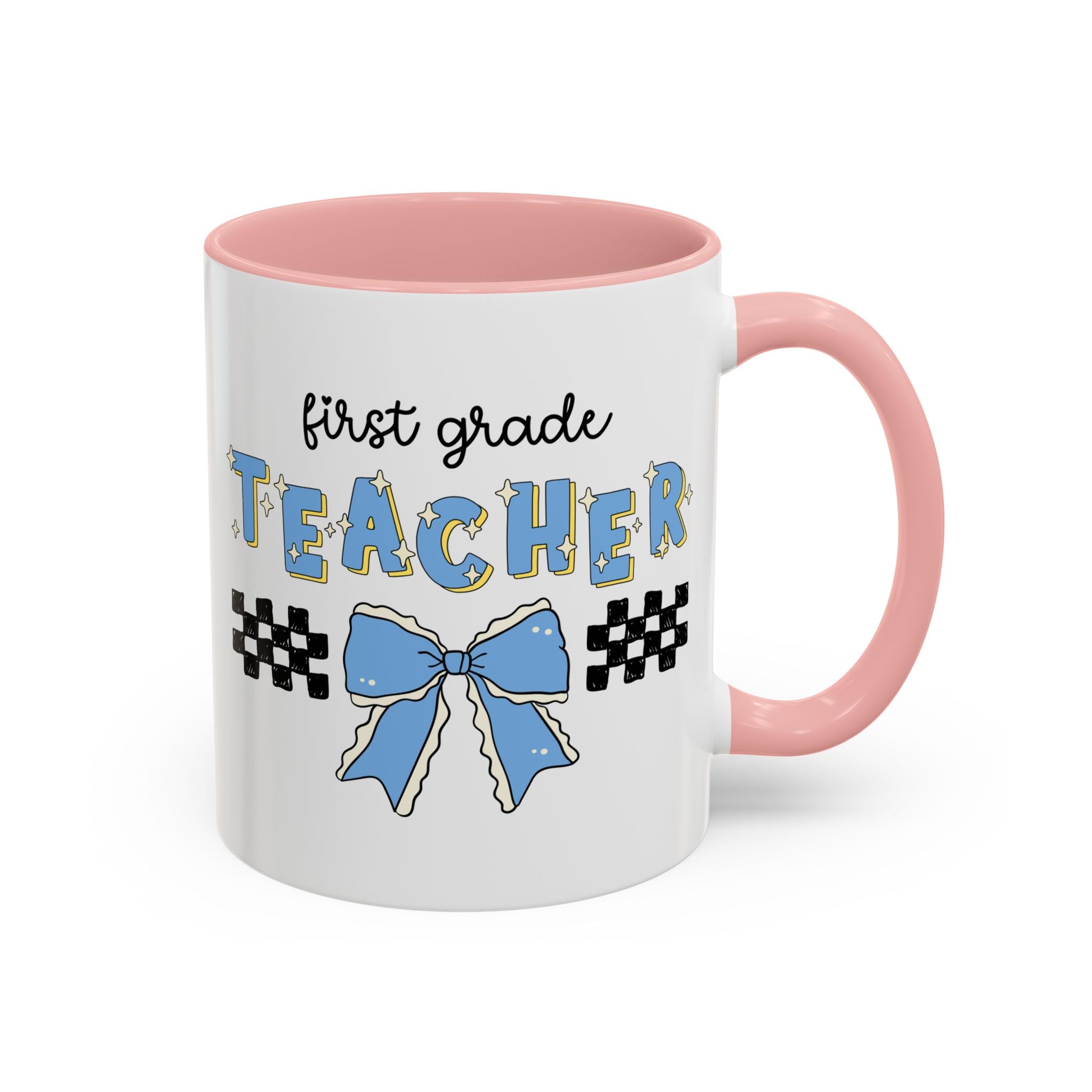 First Grade Teacher Coffee Mug or First Day of School, Meet the Teacher Night, Cute Teaching Major Gift, New 1st Grade Teacher, Mug with Bow - Opal and June