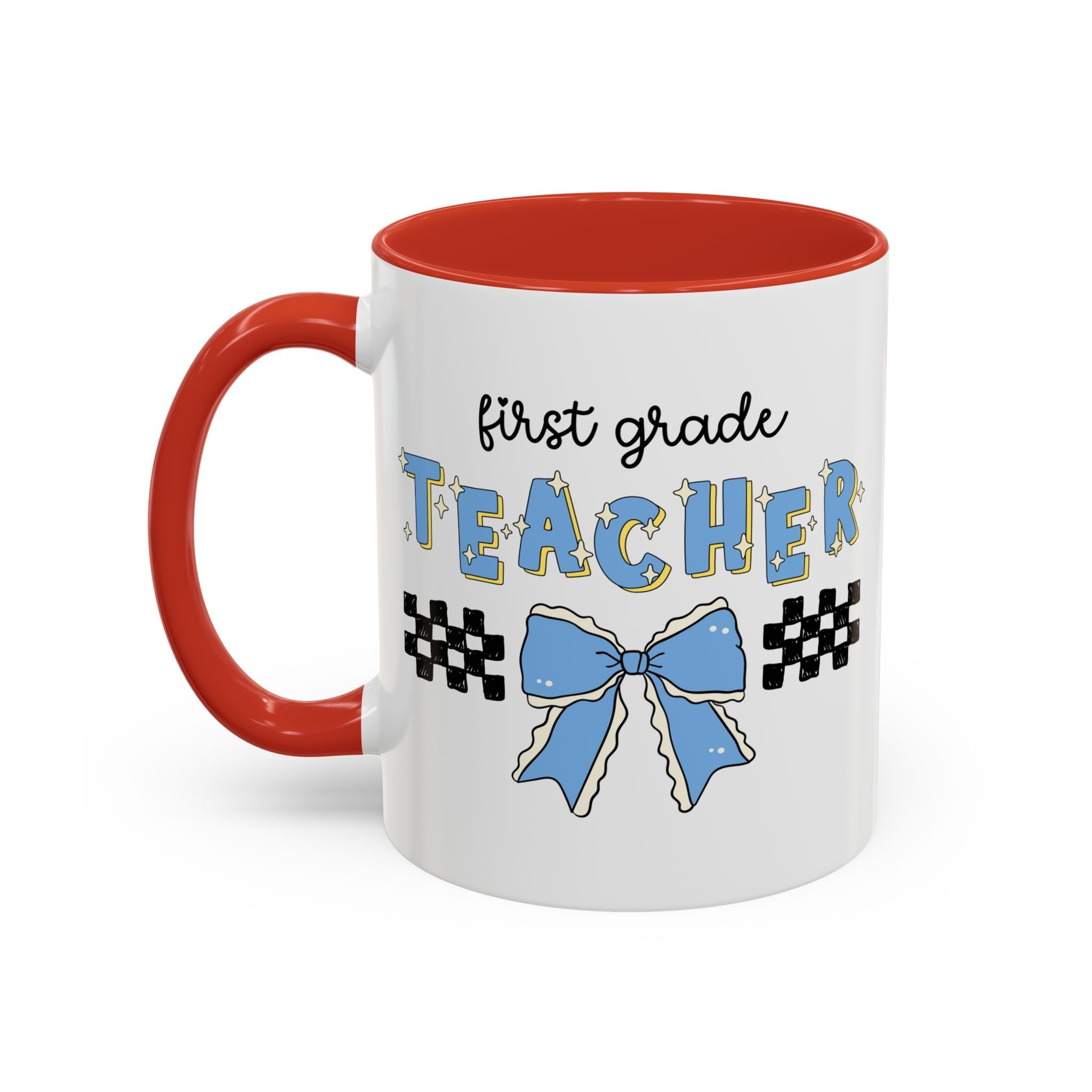 First Grade Teacher Coffee Mug or First Day of School, Meet the Teacher Night, Cute Teaching Major Gift, New 1st Grade Teacher, Mug with Bow - Opal and June