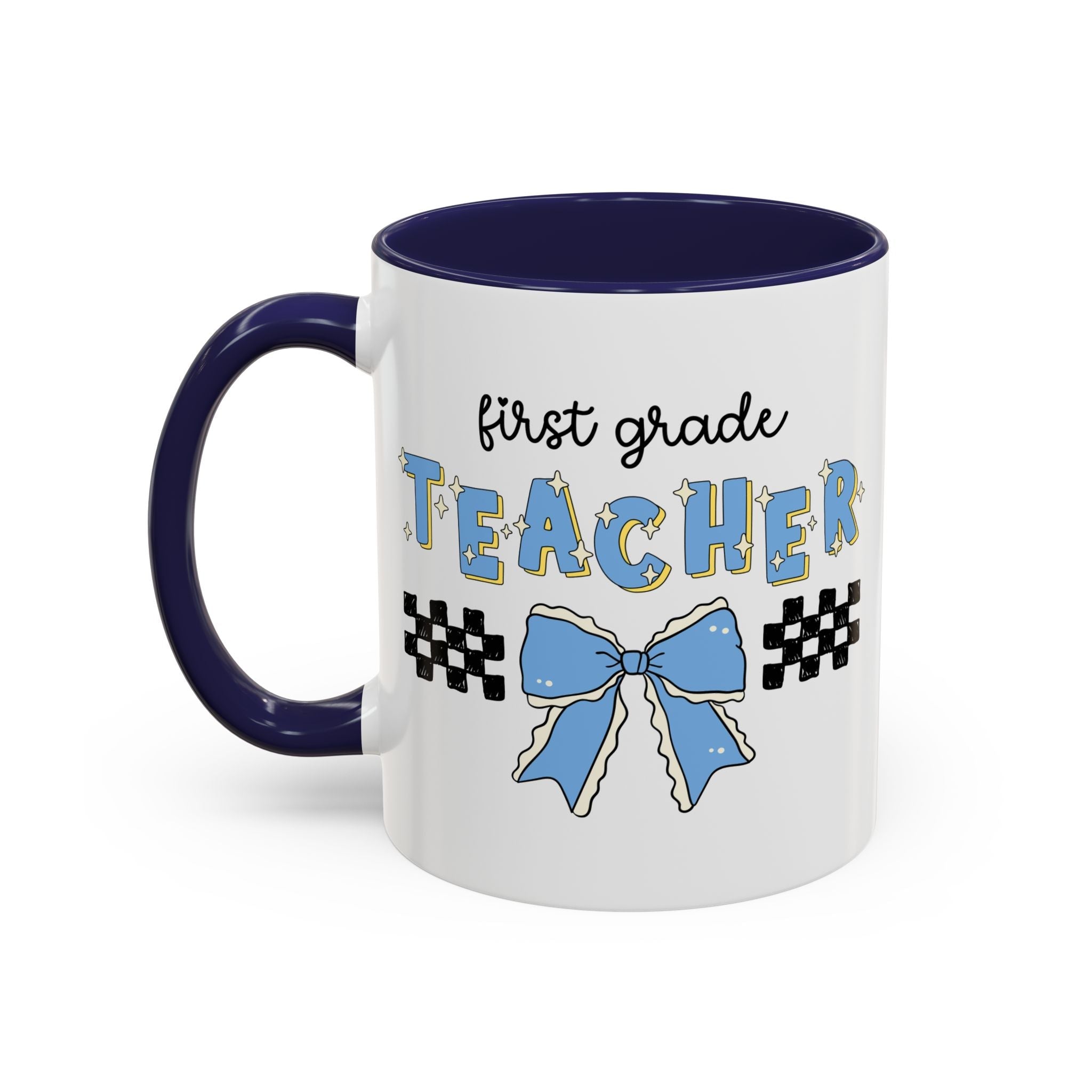 First Grade Teacher Coffee Mug or First Day of School, Meet the Teacher Night, Cute Teaching Major Gift, New 1st Grade Teacher, Mug with Bow - Opal and June