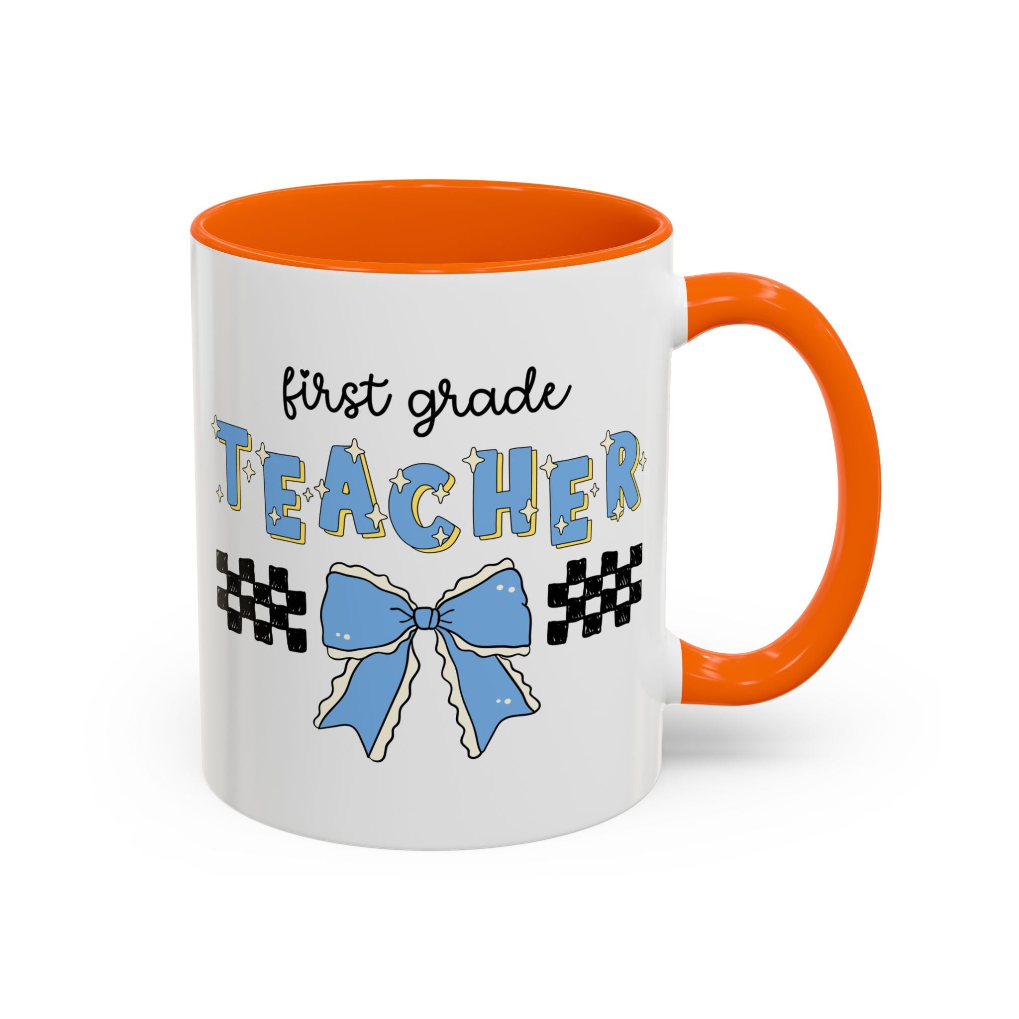 First Grade Teacher Coffee Mug or First Day of School, Meet the Teacher Night, Cute Teaching Major Gift, New 1st Grade Teacher, Mug with Bow - Opal and June