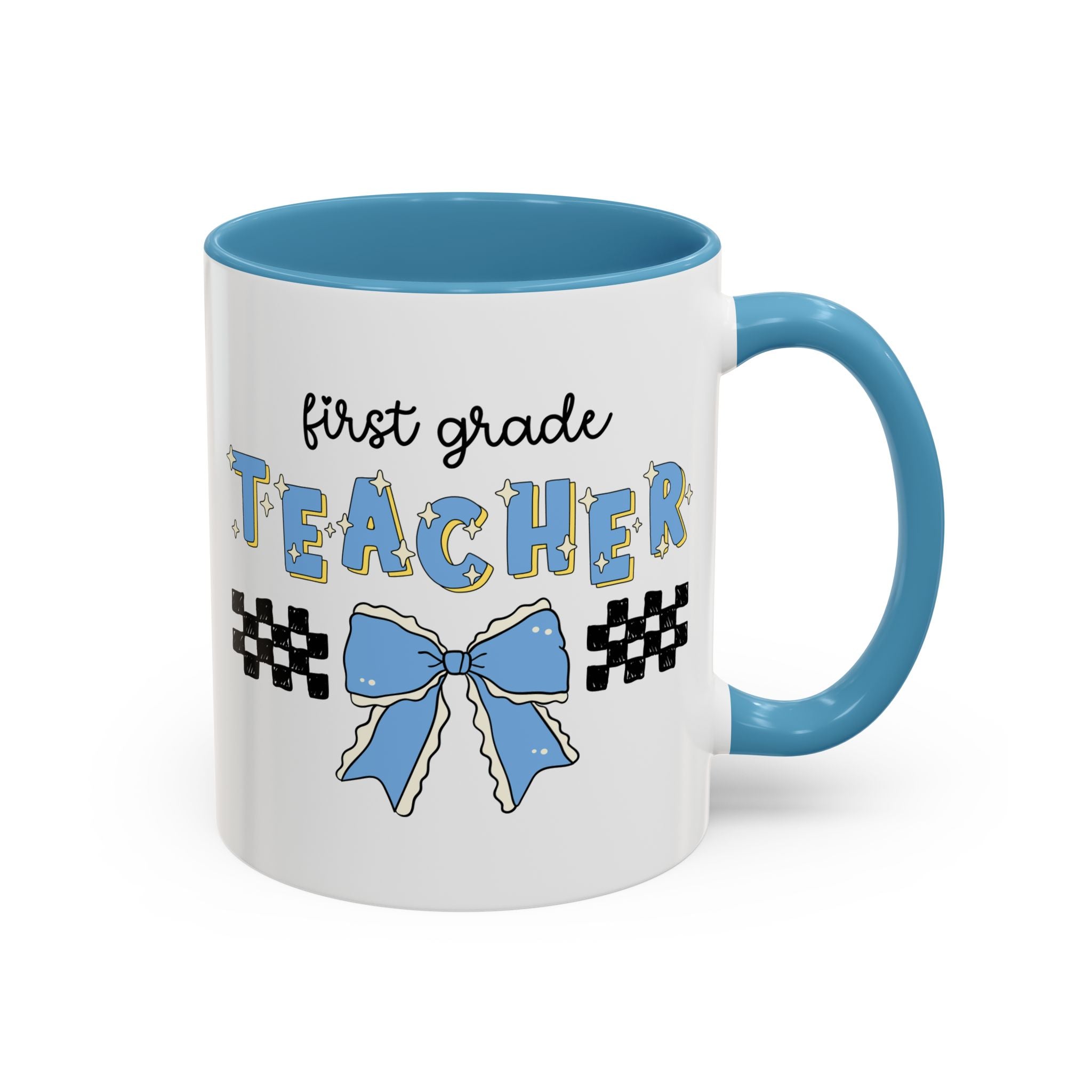 First Grade Teacher Coffee Mug or First Day of School, Meet the Teacher Night, Cute Teaching Major Gift, New 1st Grade Teacher, Mug with Bow - Opal and June