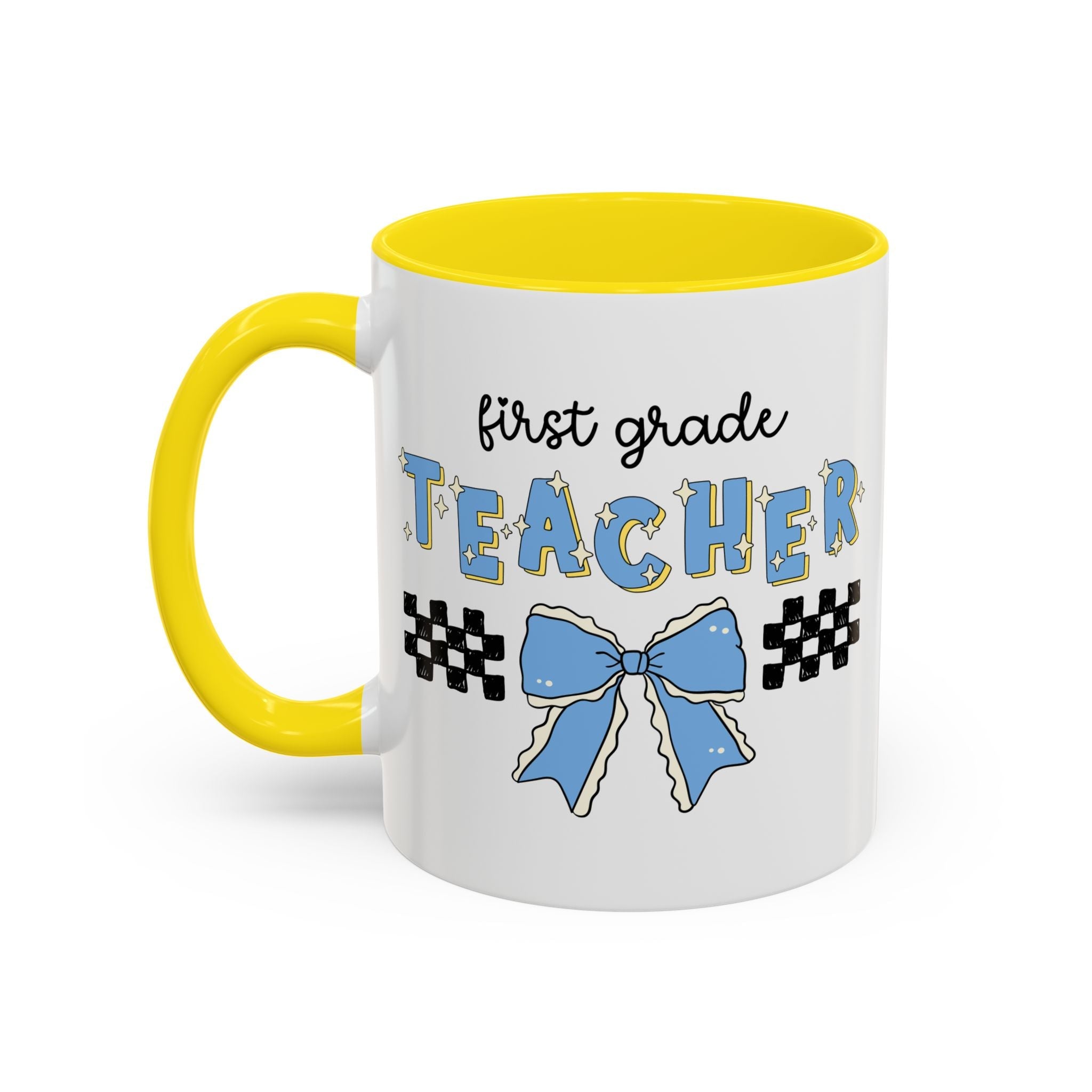 First Grade Teacher Coffee Mug or First Day of School, Meet the Teacher Night, Cute Teaching Major Gift, New 1st Grade Teacher, Mug with Bow - Opal and June
