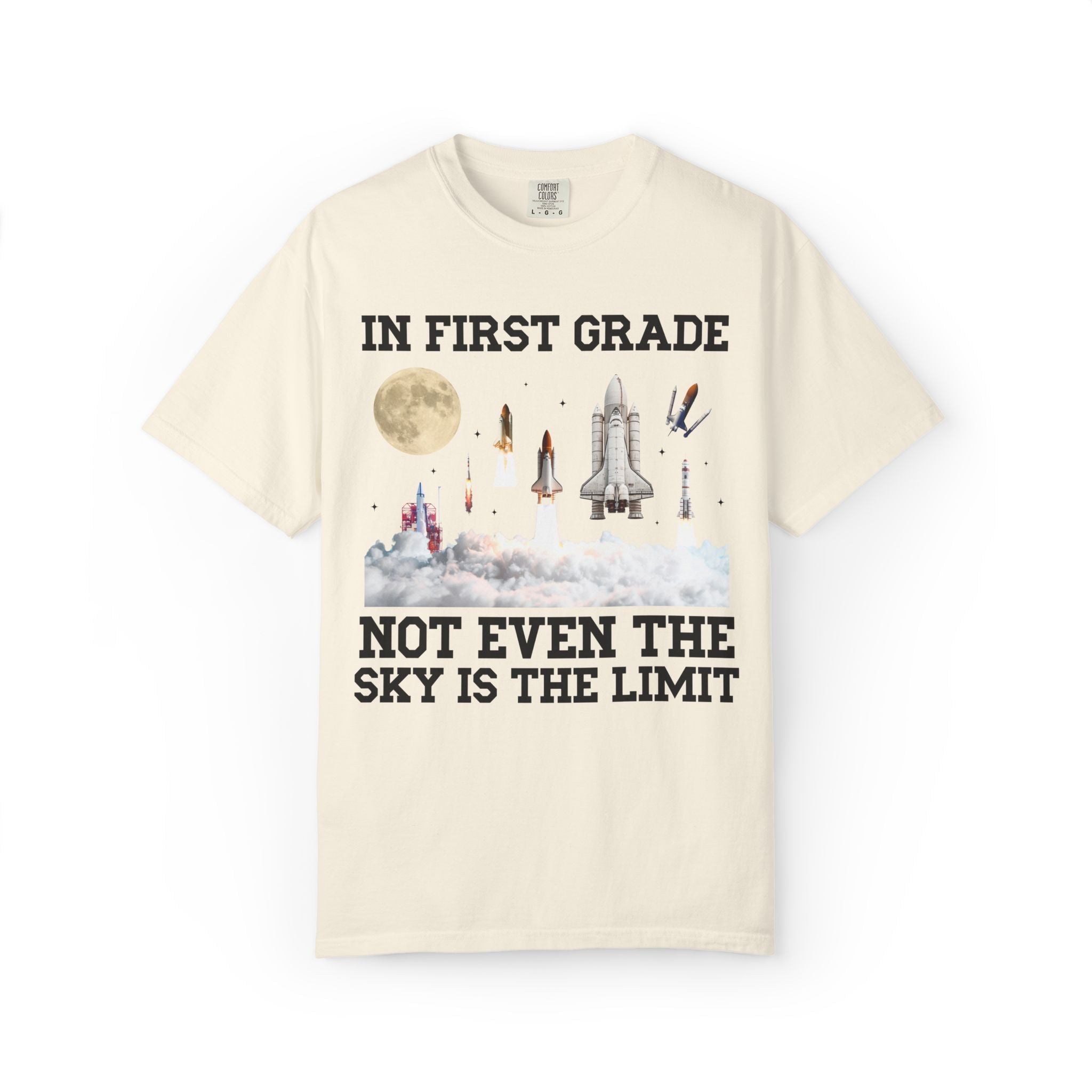 First Grade Teacher Space Lover Tee Shirt with Rocket Ships - Opal and June