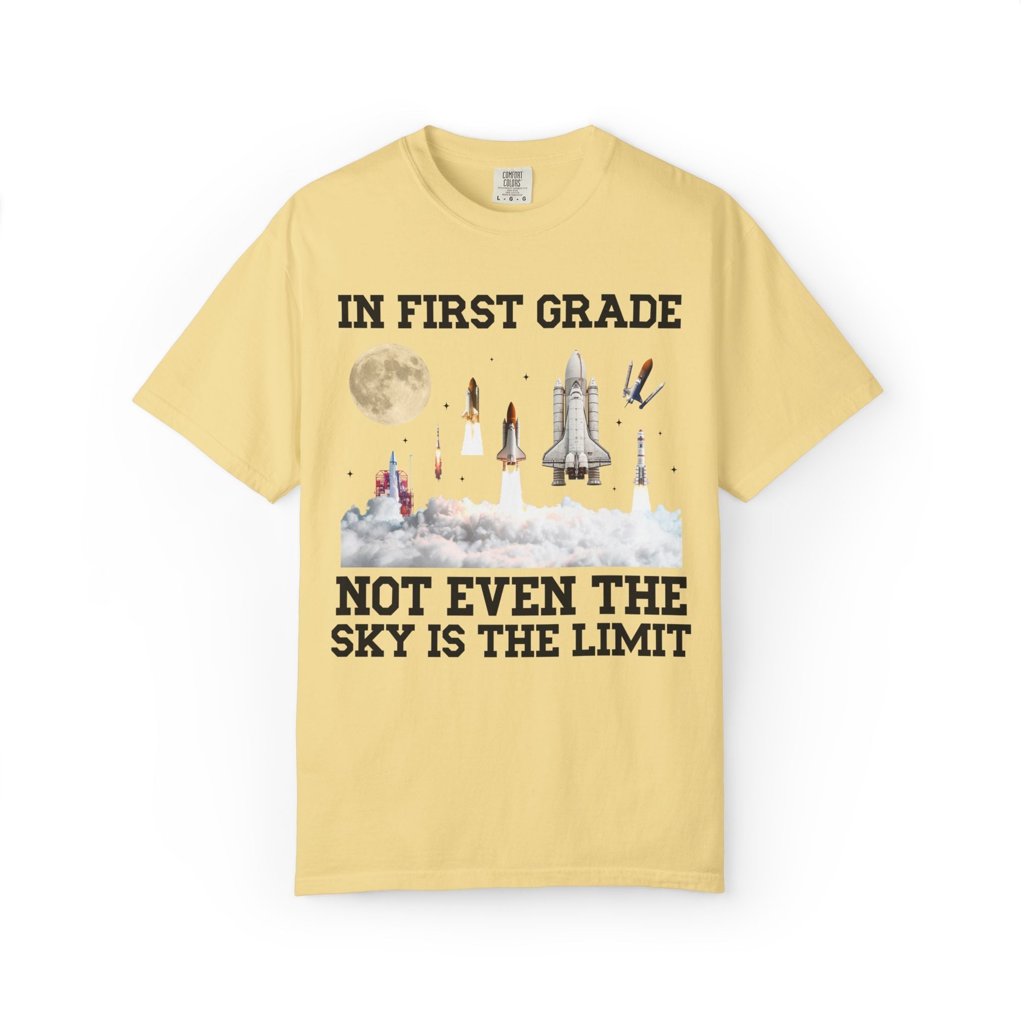First Grade Teacher Space Lover Tee Shirt with Rocket Ships - Opal and June