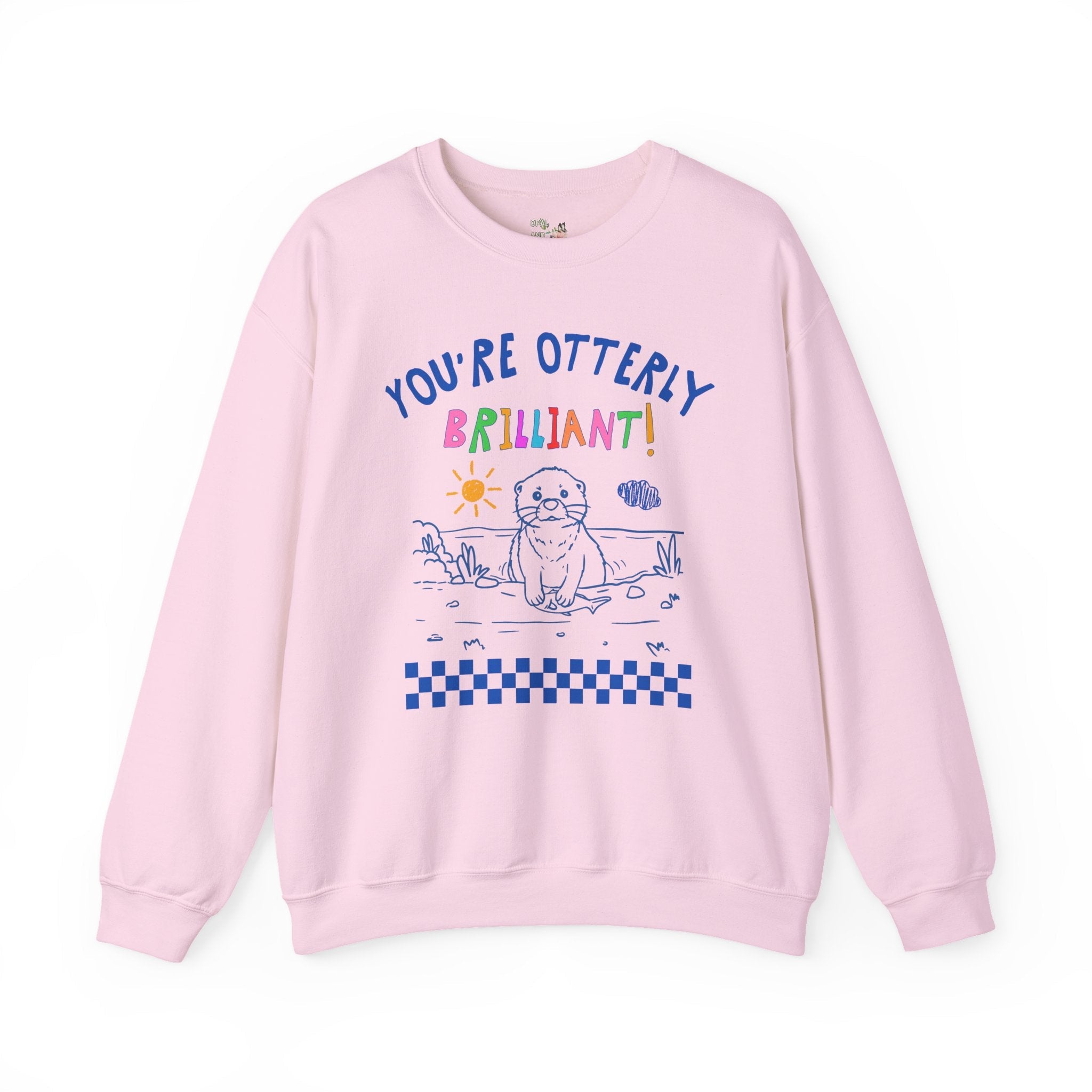 First Grade Teacher Sweatshirt, Animal Lover, Funny Positive Affirmation Otter Crewneck for Elementary Education Major, Cute Graduation Gift - Opal and June