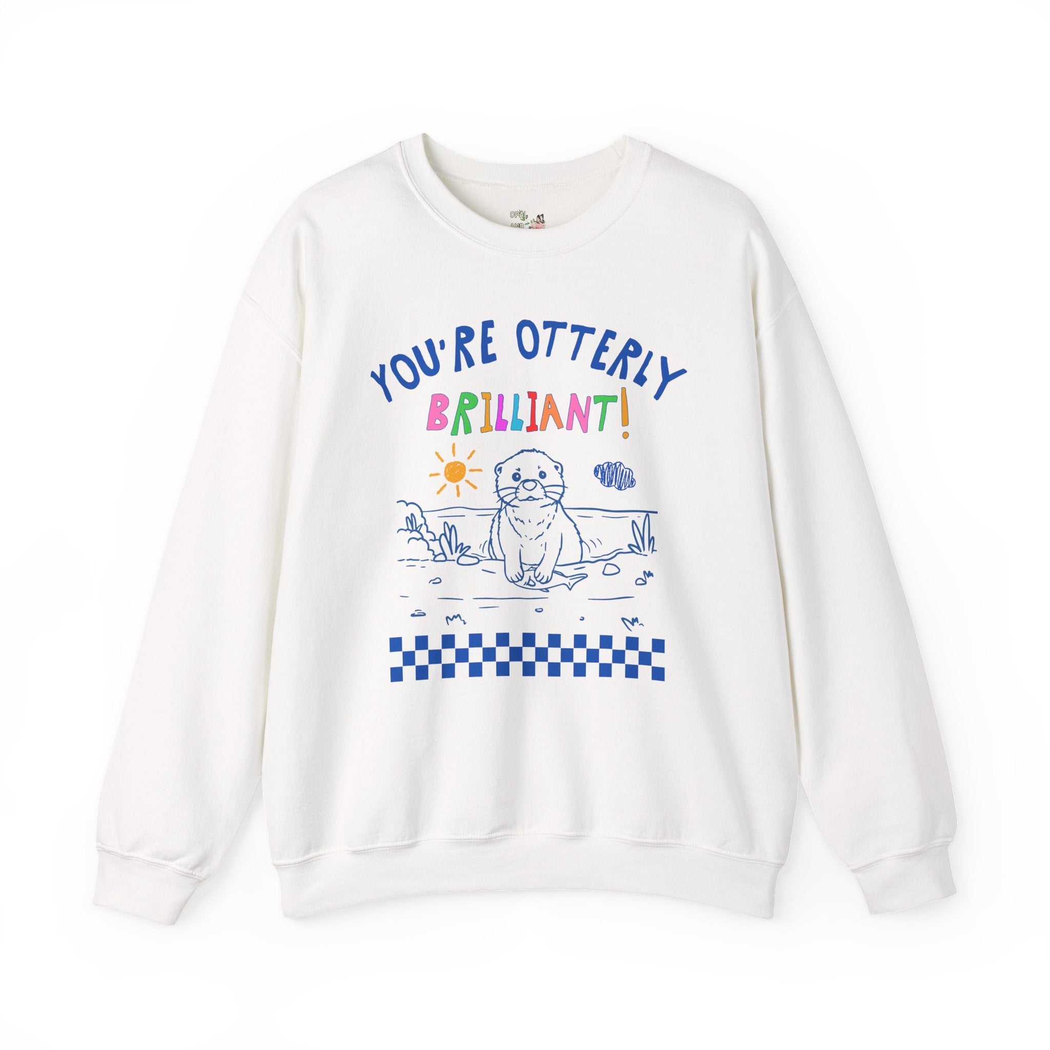 First Grade Teacher Sweatshirt, Animal Lover, Funny Positive Affirmation Otter Crewneck for Elementary Education Major, Cute Graduation Gift - Opal and June