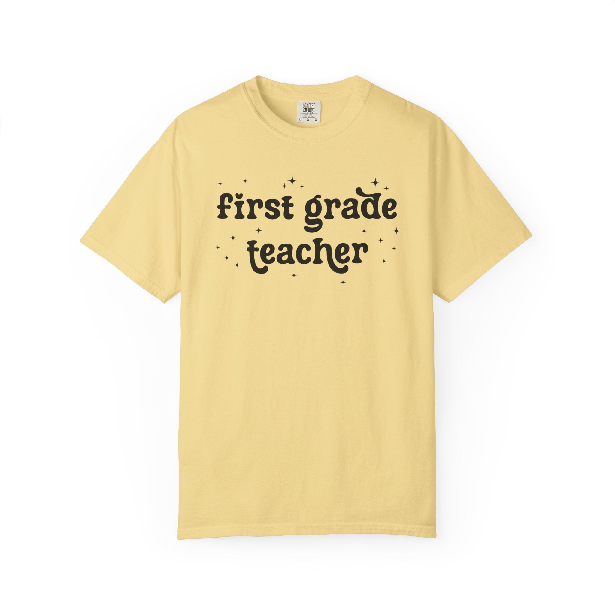 First Grade Teacher Tee Shirt for Back to School, Cute Teacher Appreciation Gift, Matching 1st Grade Teacher Team Shirt, Cute Retro Stars - Opal and June