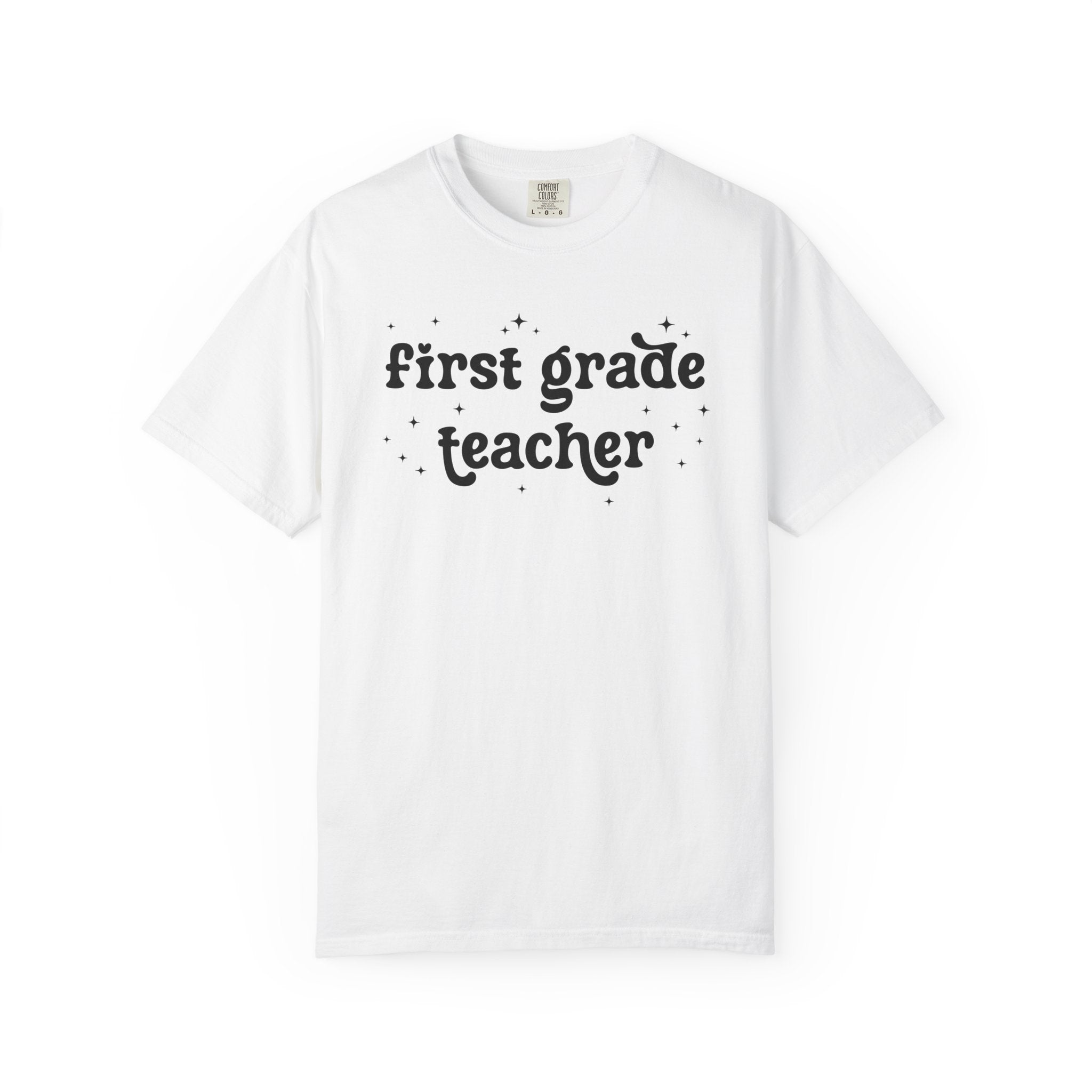 First Grade Teacher Tee Shirt for Back to School, Cute Teacher Appreciation Gift, Matching 1st Grade Teacher Team Shirt, Cute Retro Stars - Opal and June