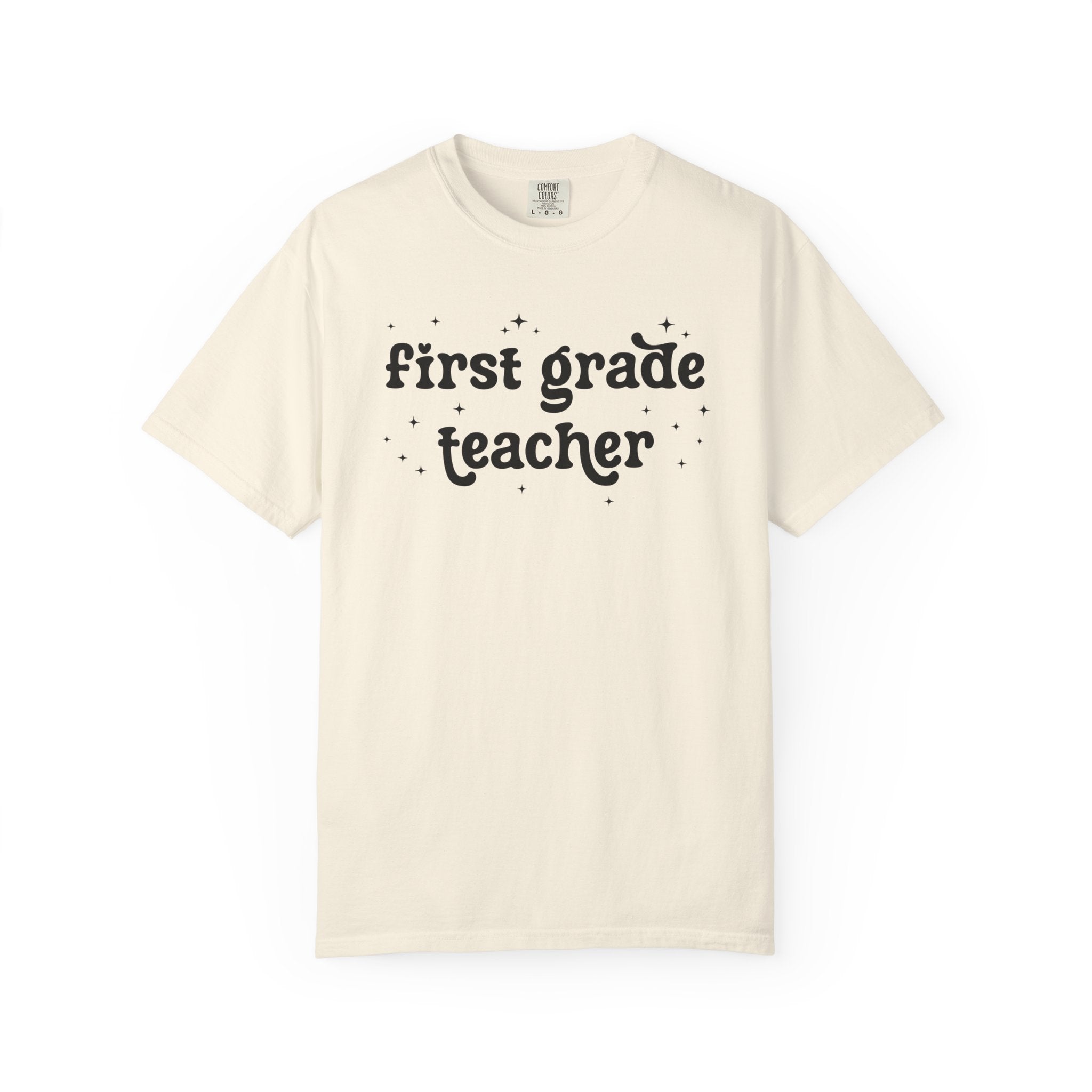 First Grade Teacher Tee Shirt for Back to School, Cute Teacher Appreciation Gift, Matching 1st Grade Teacher Team Shirt, Cute Retro Stars - Opal and June
