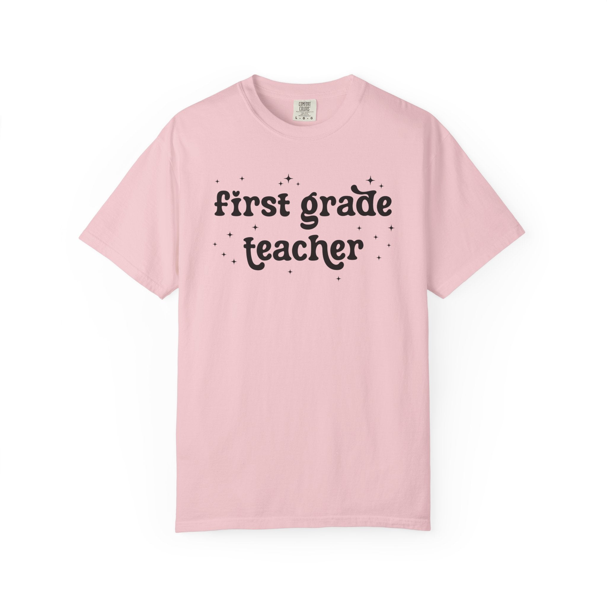 First Grade Teacher Tee Shirt for Back to School, Cute Teacher Appreciation Gift, Matching 1st Grade Teacher Team Shirt, Cute Retro Stars - Opal and June
