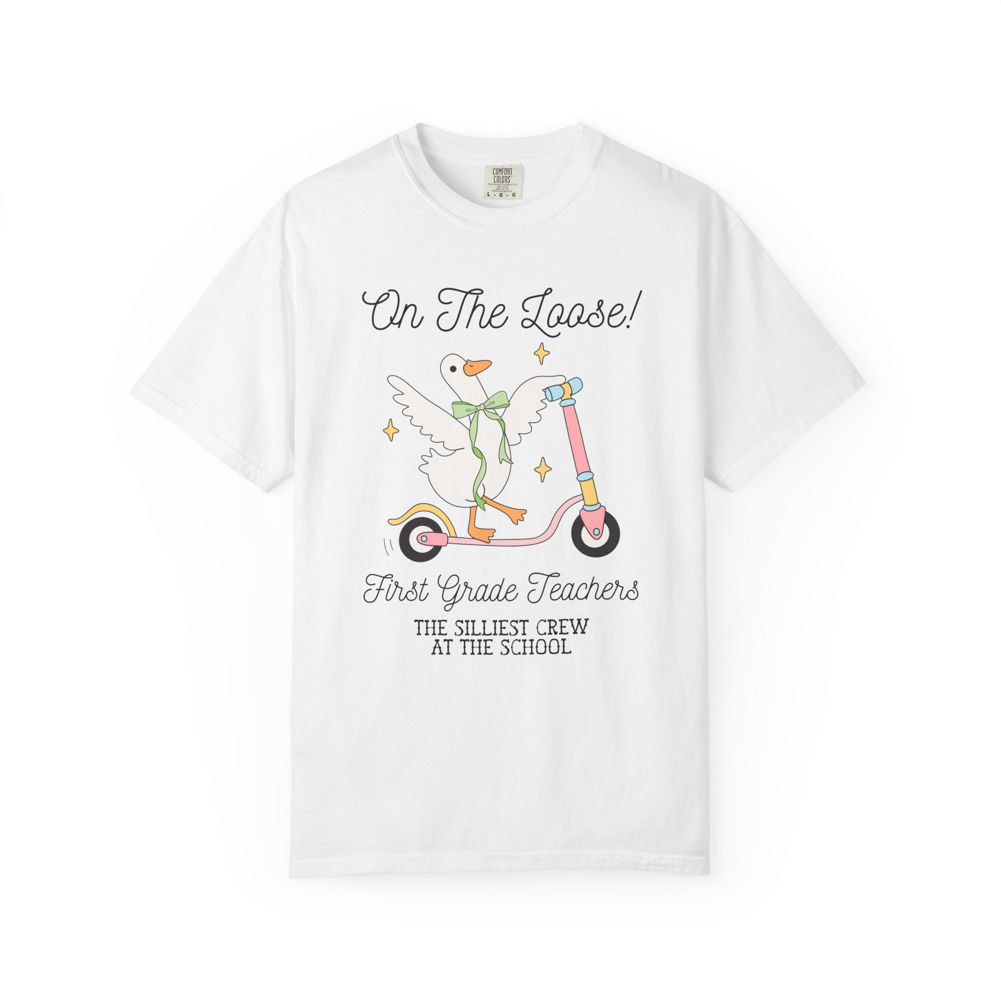 First Grade Teacher Tee Shirt for Back to School, Matching Meet the Teacher T-Shirt for First Day of School, Silly Goose Animal Lover Tee - Opal and June