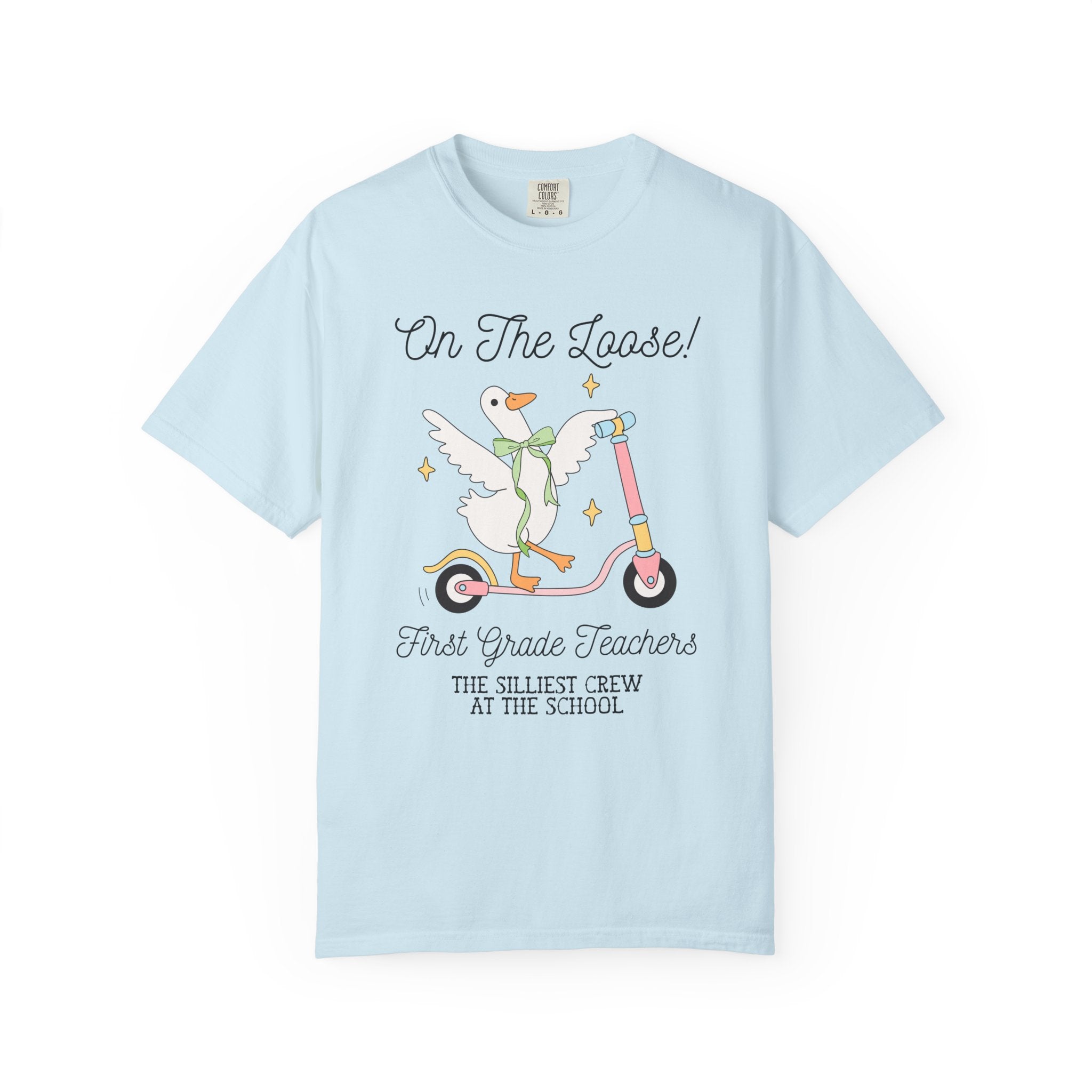 First Grade Teacher Tee Shirt for Back to School, Matching Meet the Teacher T-Shirt for First Day of School, Silly Goose Animal Lover Tee - Opal and June