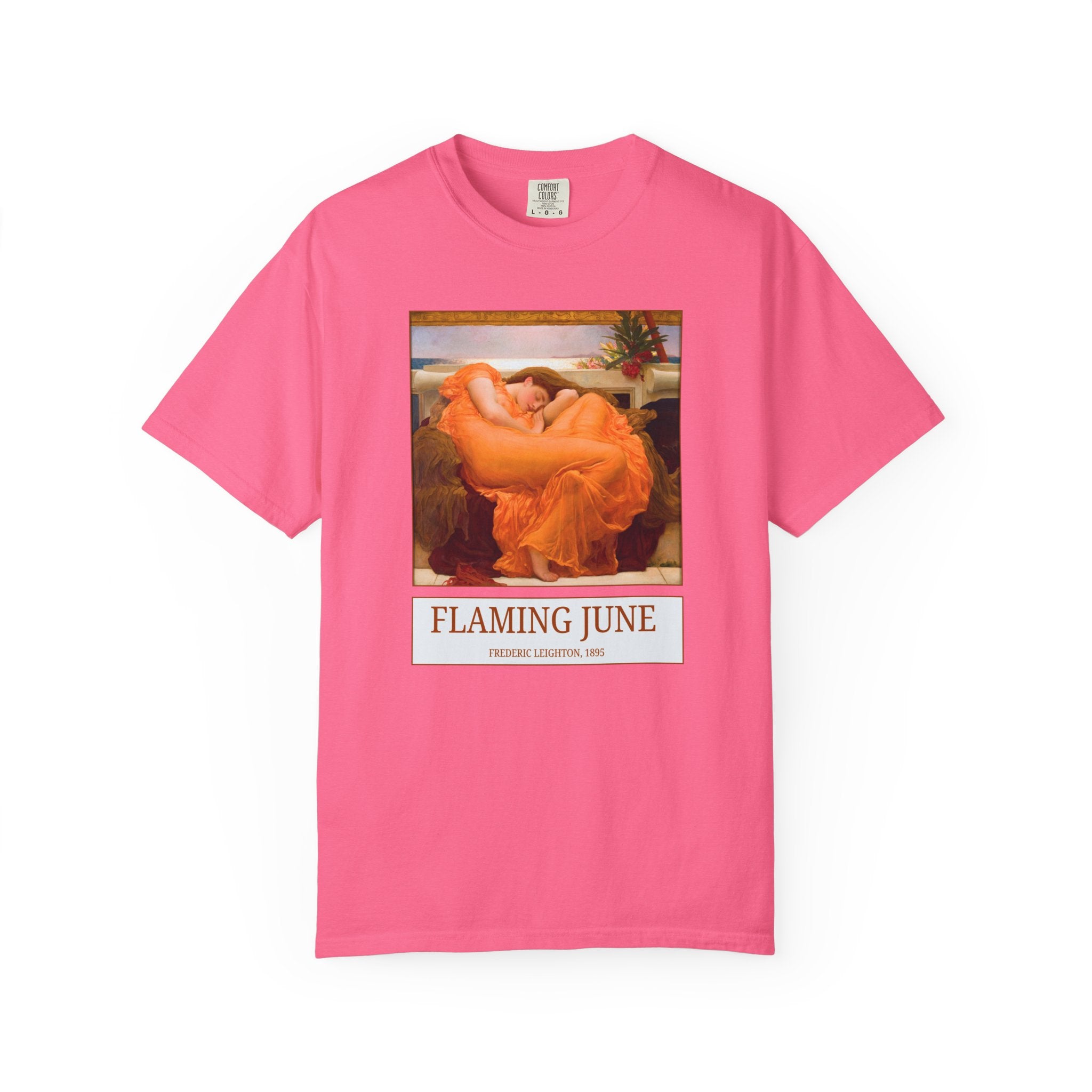 Flaming June by Frederic Leighton: Colorful Art History Tee Shirt, 19th Century Classic Academic Art Movement, English Art History Buff Gift - Opal and June