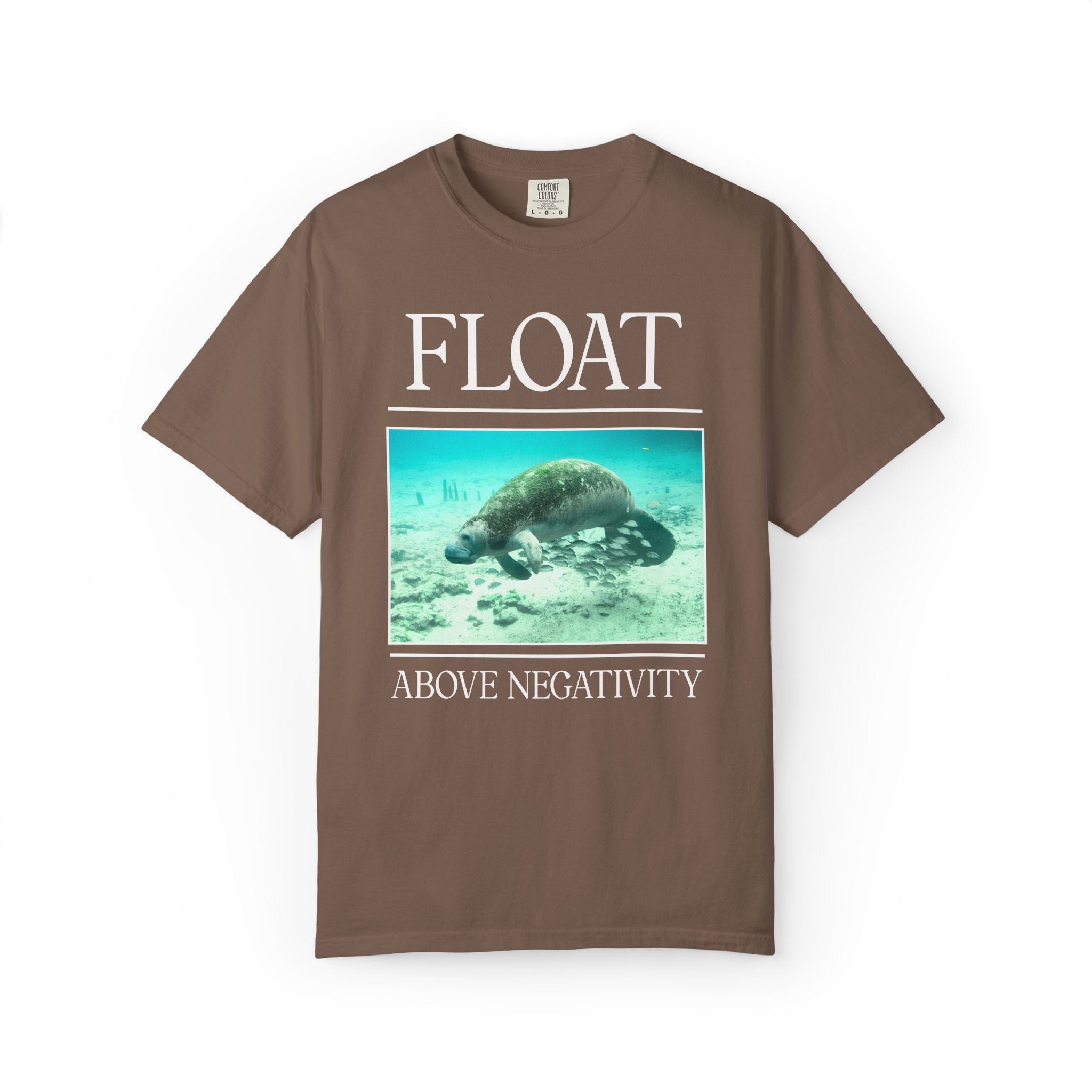 Float Above Negativity Manatee Lover Tee Shirt for Elementary School Teacher, Cute Positive Affirmation Tee for Animal Lover, 90s Aesthetic - Opal and June