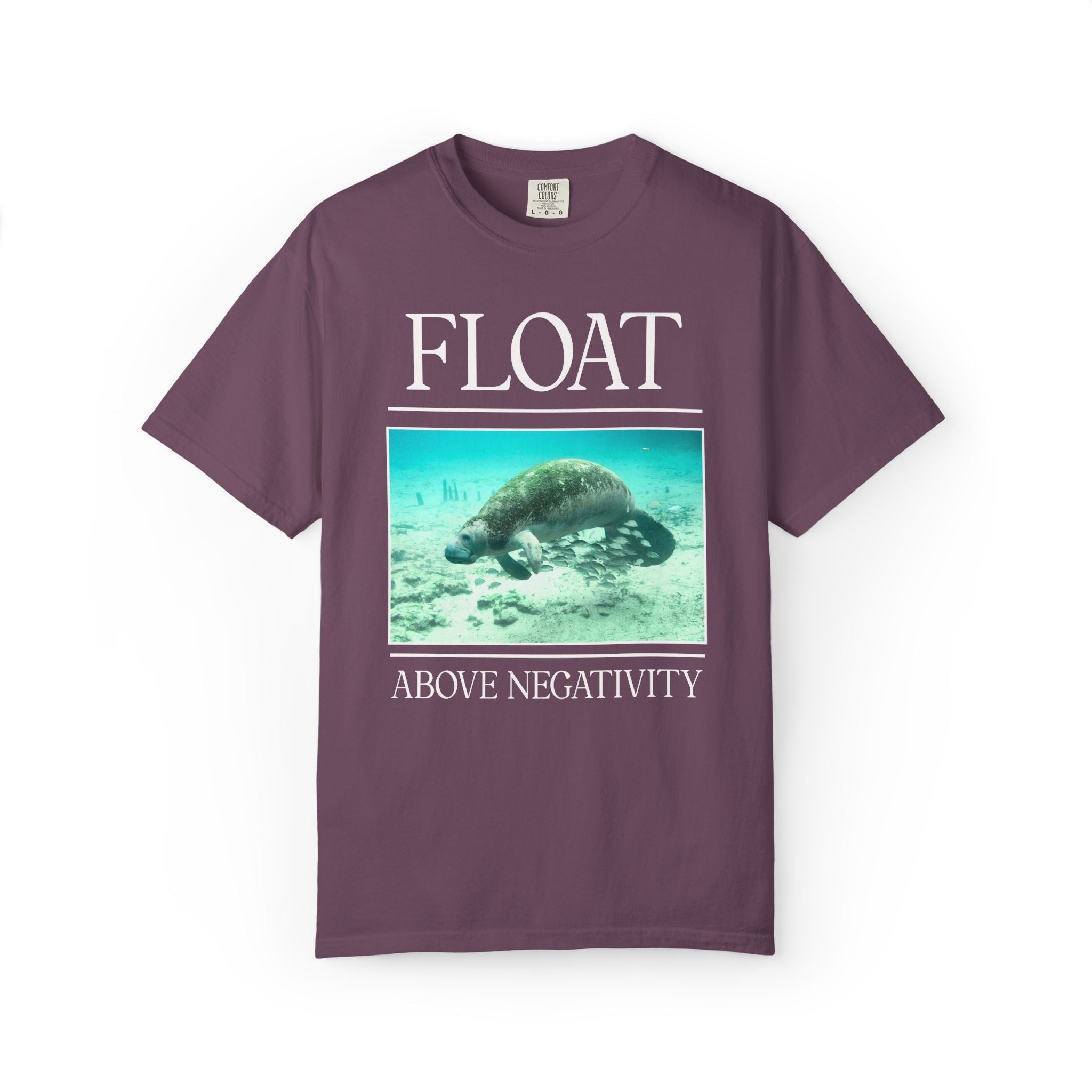 Float Above Negativity Manatee Lover Tee Shirt for Elementary School Teacher, Cute Positive Affirmation Tee for Animal Lover, 90s Aesthetic - Opal and June