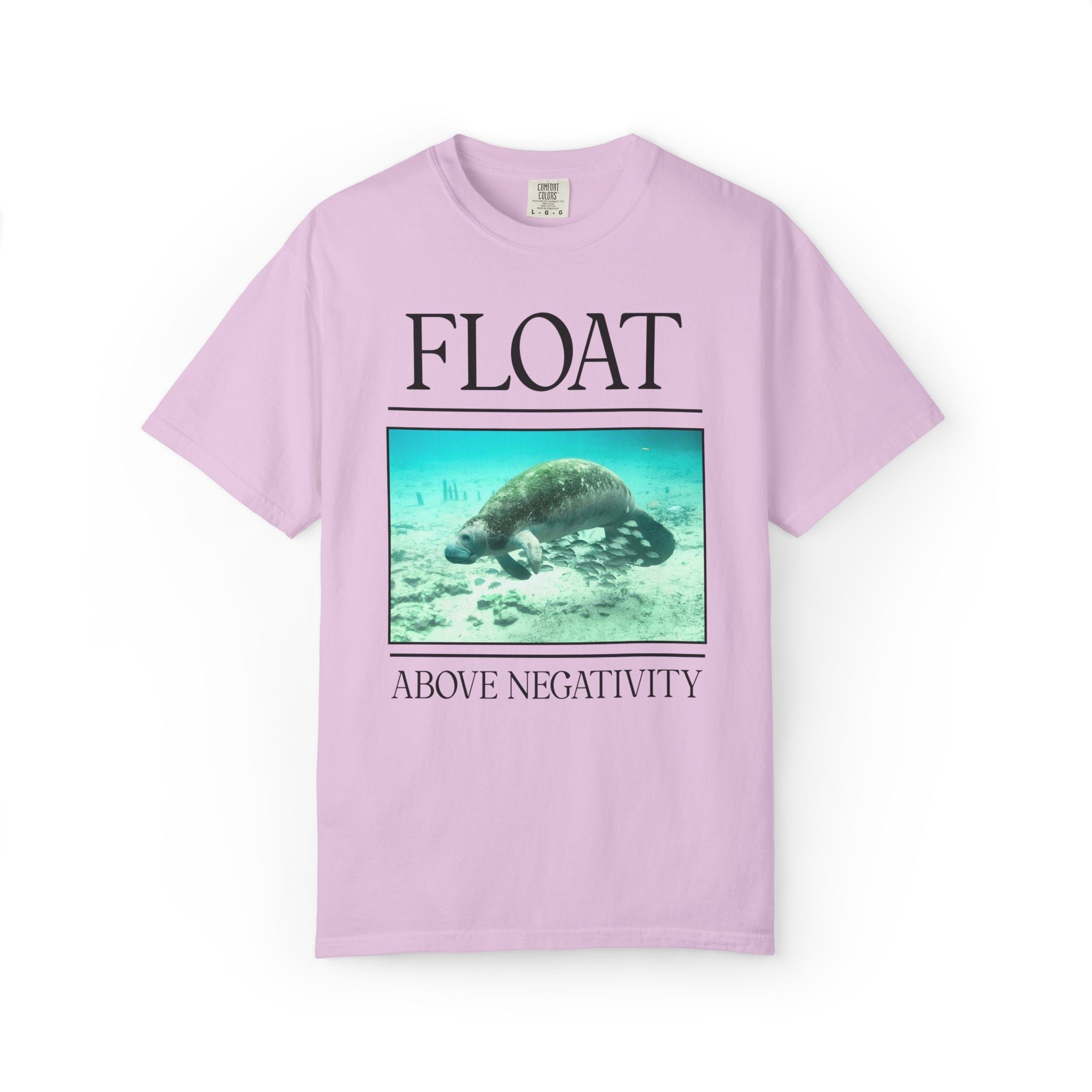 Float Above Negativity Manatee Lover Tee Shirt for Elementary School Teacher, Cute Positive Affirmation Tee for Animal Lover, 90s Aesthetic - Opal and June