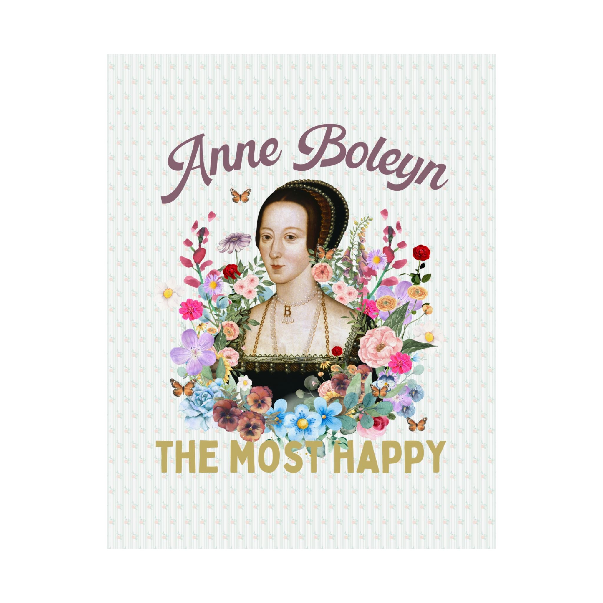 Floral Anne Boleyn Poster, History Lover or History Teacher Classroom Decor | Cottagecore English History Gift, Teacher Appreciation - Opal and June