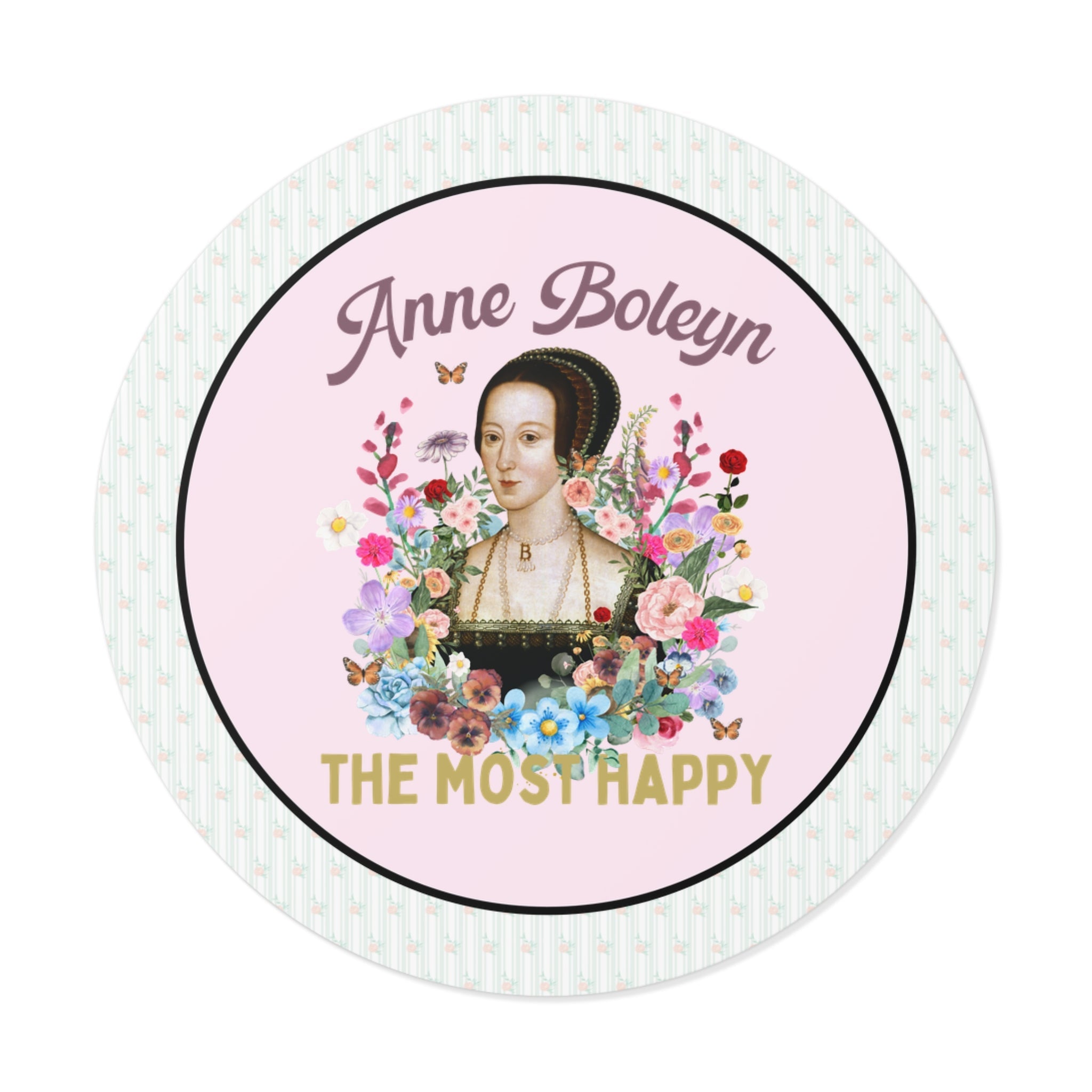 Floral Anne Boleyn Sticker, History Lover or History Teacher Thank You Gift, Cottagecore English History Gift, British Tudor History Sticker - Opal and June
