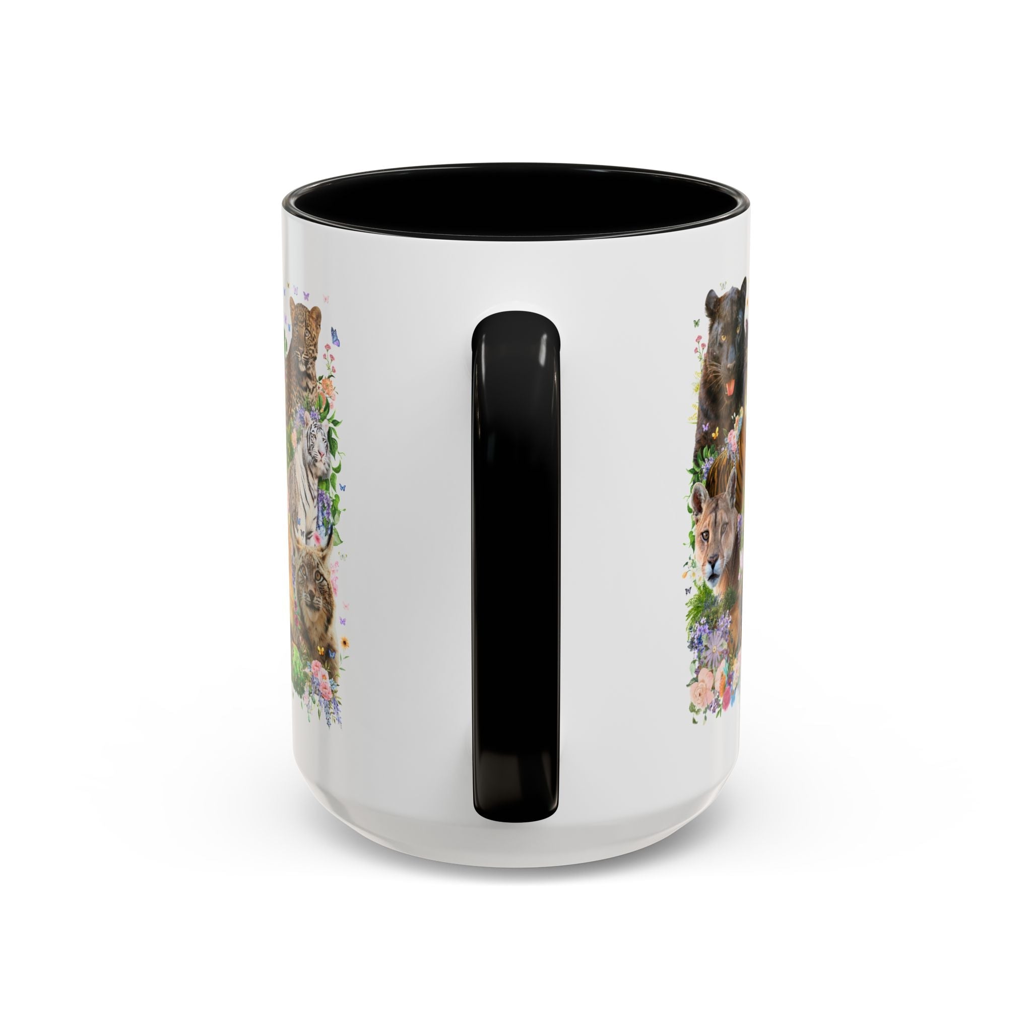 Floral Big Cat Collage Coffee Mug with Butterflies - Opal and June