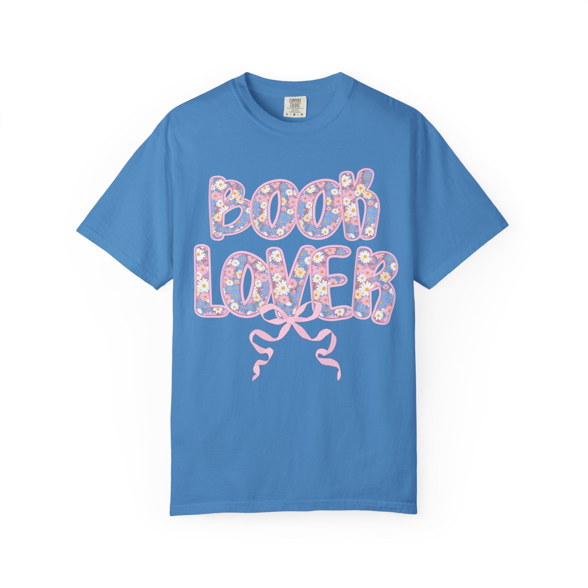 Floral Book Lover Tee Shirt with Boho Cottagecore Bow, Cute Bookish T-Shirt, 90s Floral Aesthetic, Romance Reader Bookworm or Librarian Gift - Opal and June