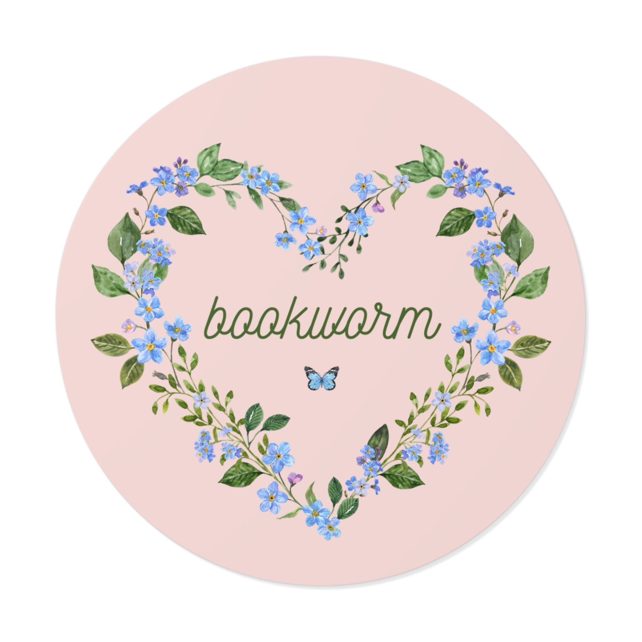Floral Bookworm Sticker for Book Lover, Friend Who Loves Books, Romance Reader Sticker with Butterfly, Cute 90s Aesthetic Bookish Present - Opal and June
