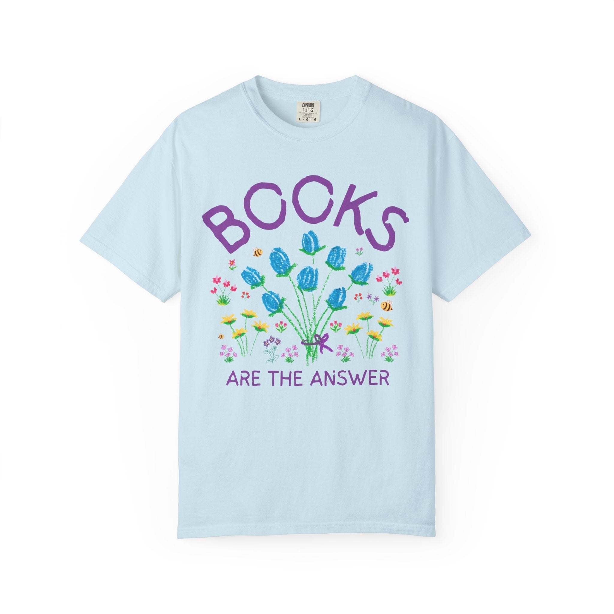 Floral Bookworm Tee Shirt for Friend Who Loves Romance Novels or Mystery Books: Books are the Answer, Cute Librarian Gift, Reading Teacher - Opal and June