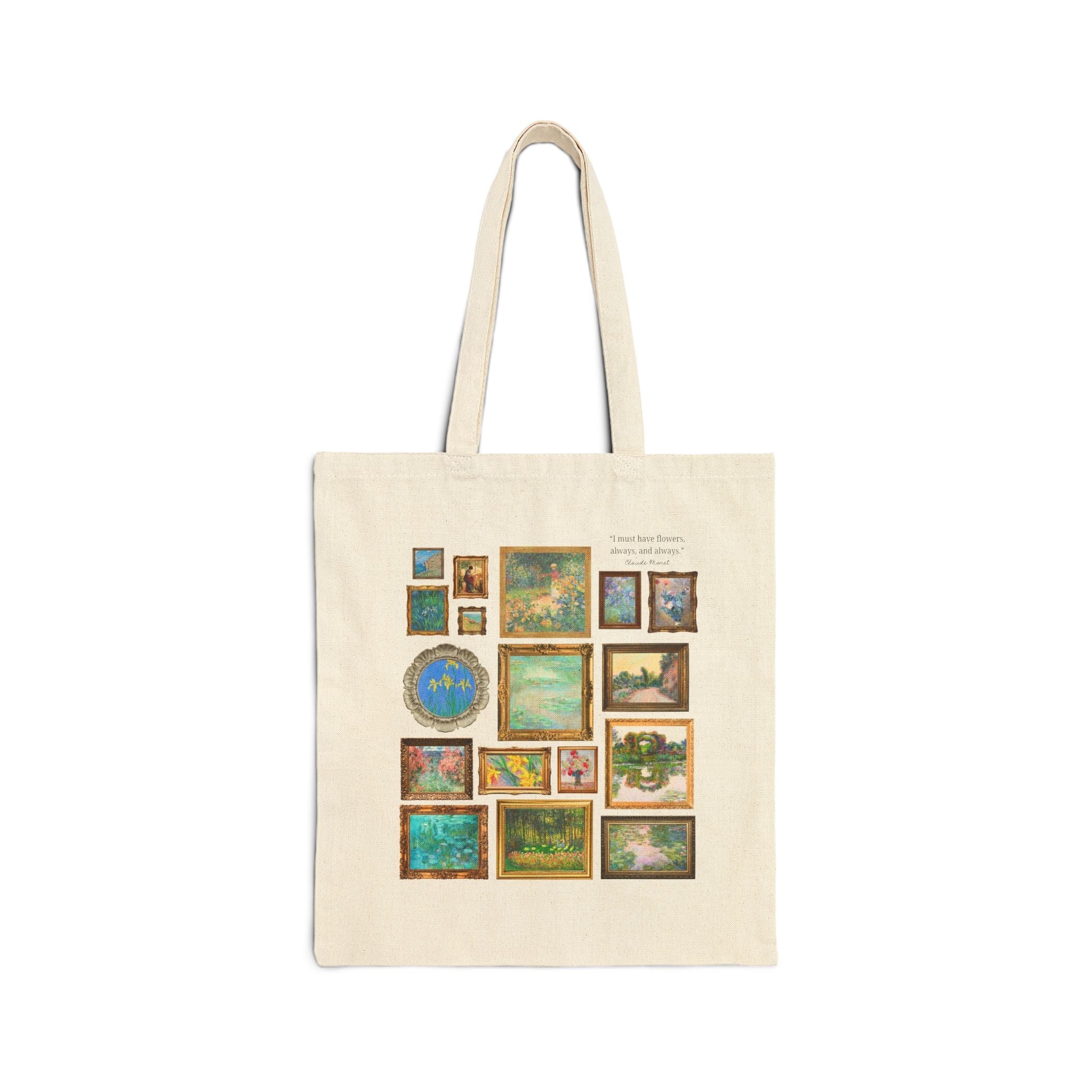 Floral Claude Monet Tote Bag, Art Historian, Friend Who Loves Flowers: Gallery Wall Aesthetic, French History Professor, Museum Lover Gift - Opal and June