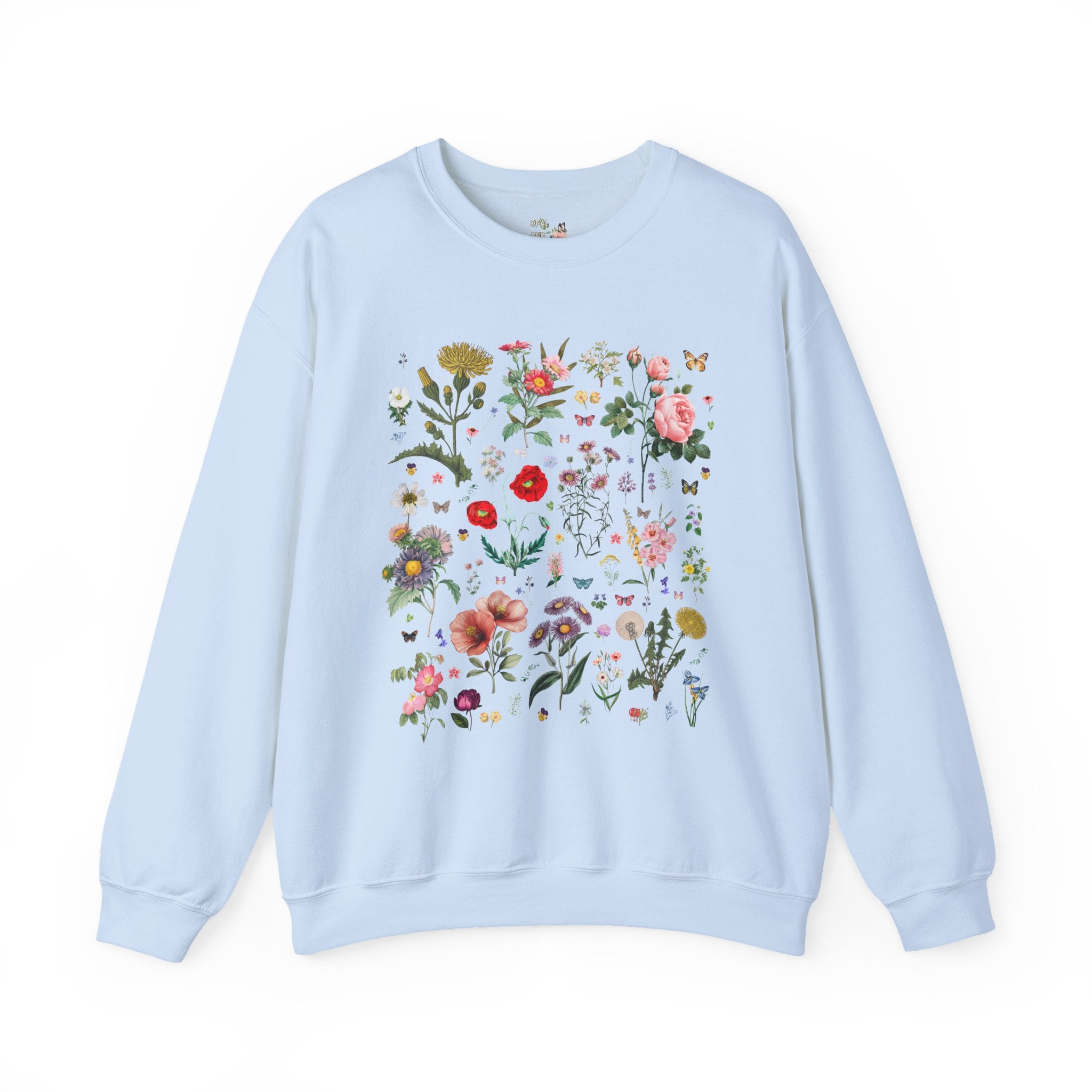 Floral Goblincore Garden Lover Sweatshirt, Mom Who Loves Flowers, Cute Wedding Florist or Flower Farmer Shirt, Vintage Botanical Butterflies - Opal and June