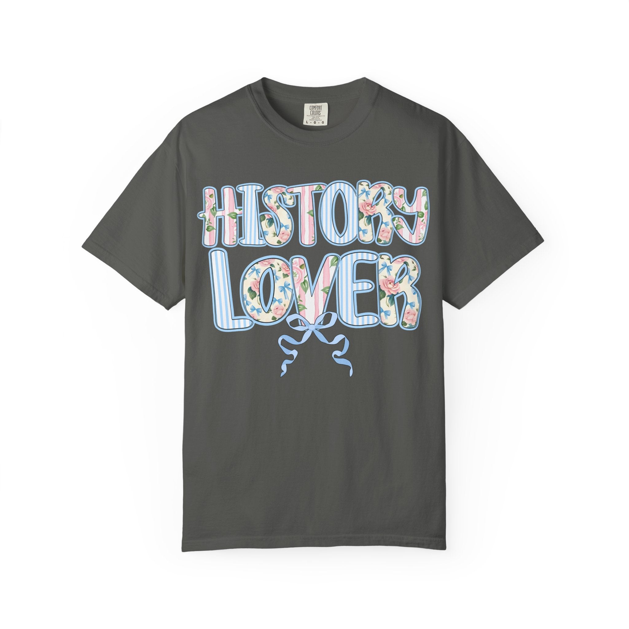 Floral History Lover Tee Shirt with Ribbon, Cute Dreamcore History Buff T-Shirt, Women's History, Social Studies Teacher, History Department - Opal and June