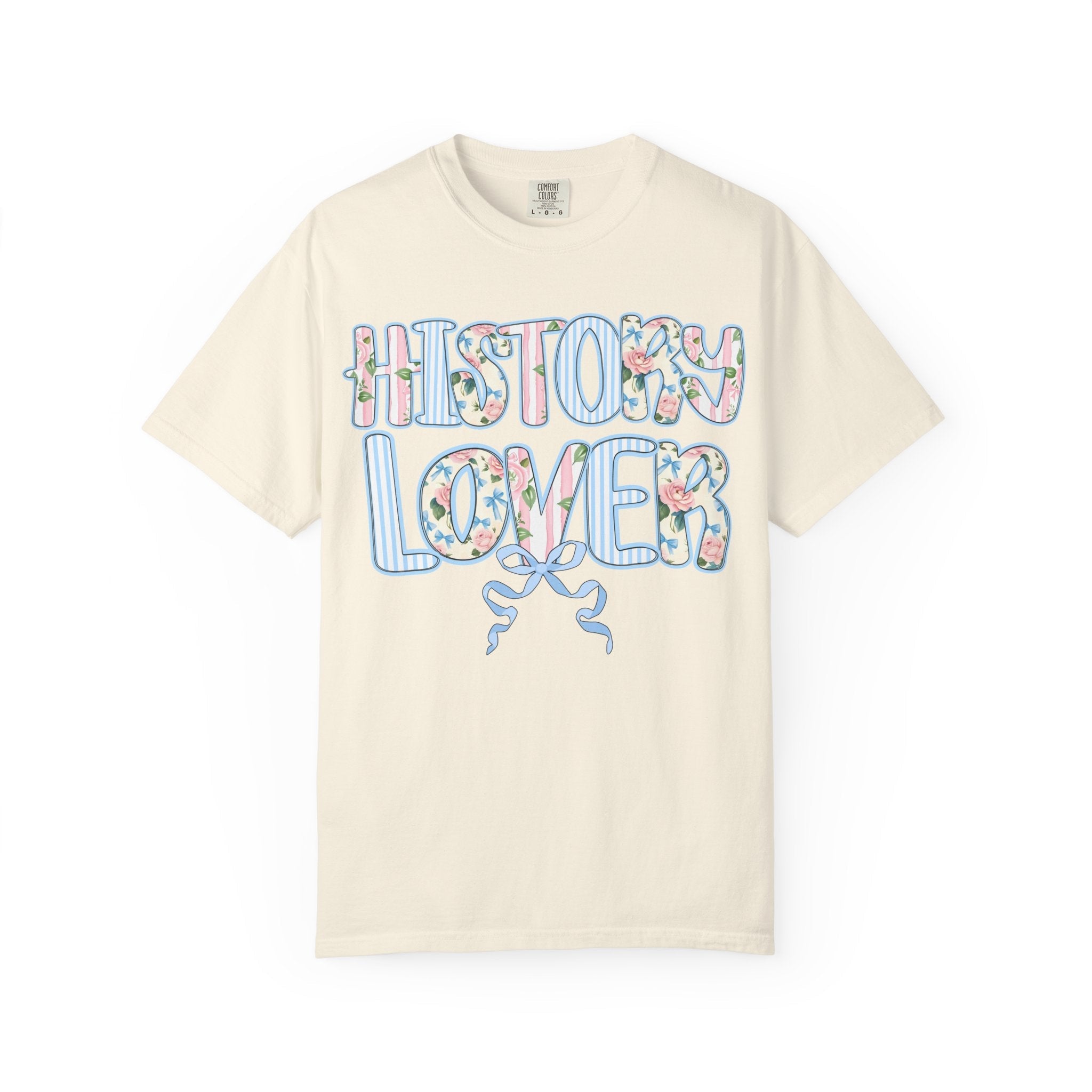 Floral History Lover Tee Shirt with Ribbon, Cute Dreamcore History Buff T-Shirt, Women's History, Social Studies Teacher, History Department - Opal and June
