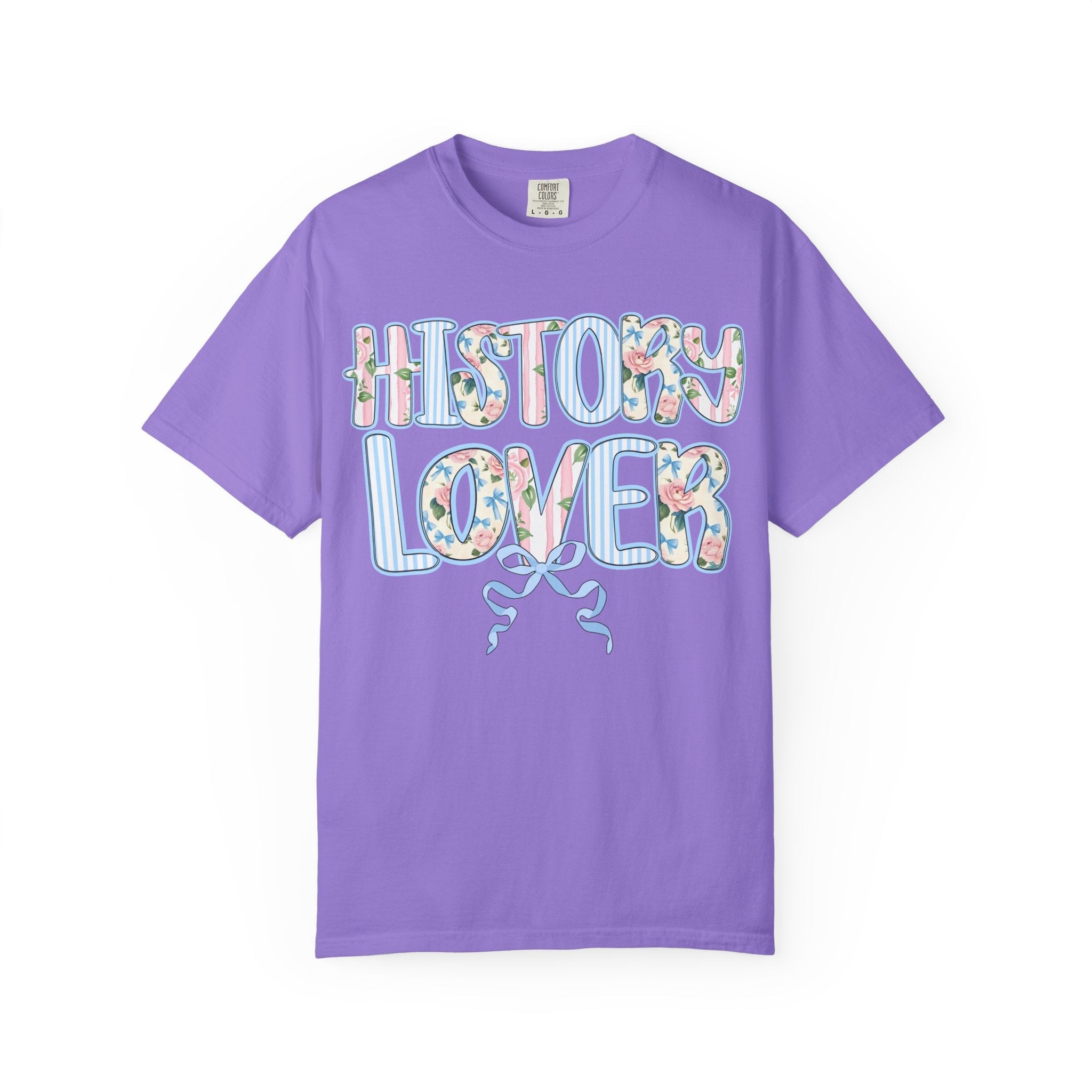 Floral History Lover Tee Shirt with Ribbon, Cute Dreamcore History Buff T-Shirt, Women's History, Social Studies Teacher, History Department - Opal and June