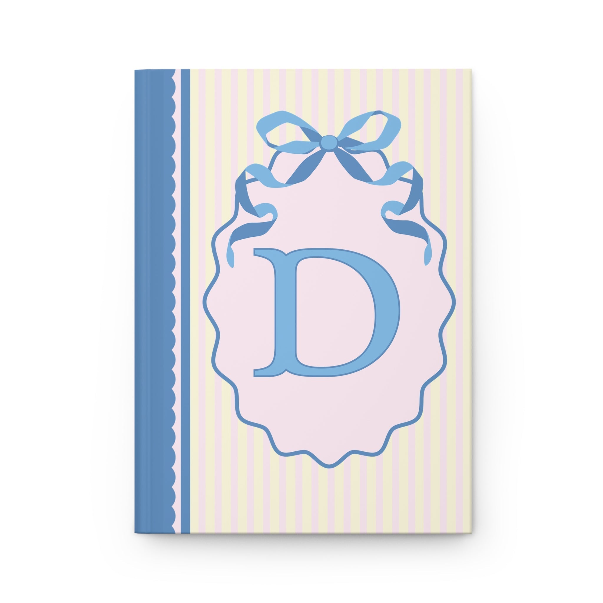 Floral Initial Notebook with Butterflies and Ribbon, Pastel Striped Hardcover Notebook with Flowers: D - Opal and June