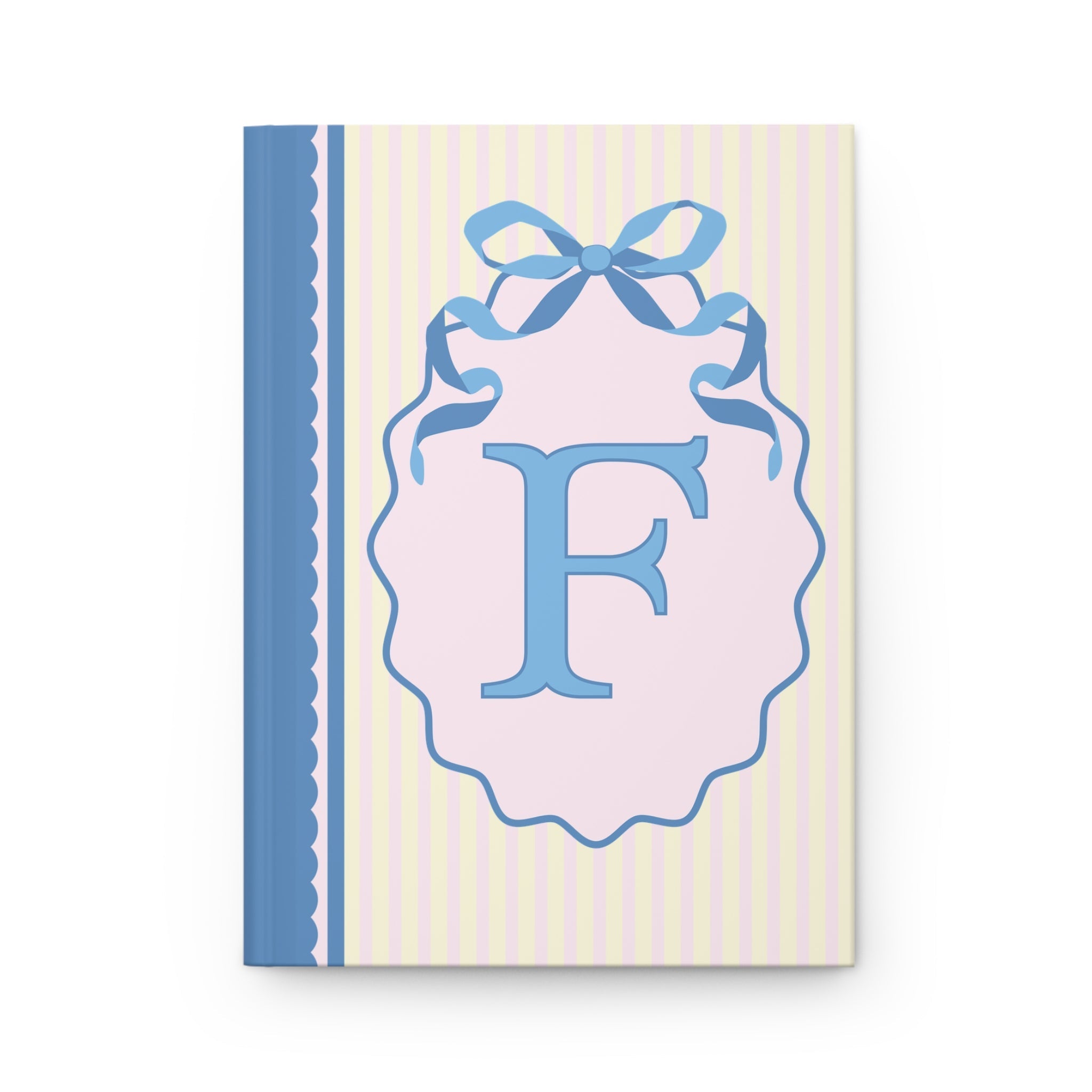 Floral Initial Notebook with Butterflies and Ribbon, Pastel Striped Hardcover Notebook with Flowers: F - Opal and June