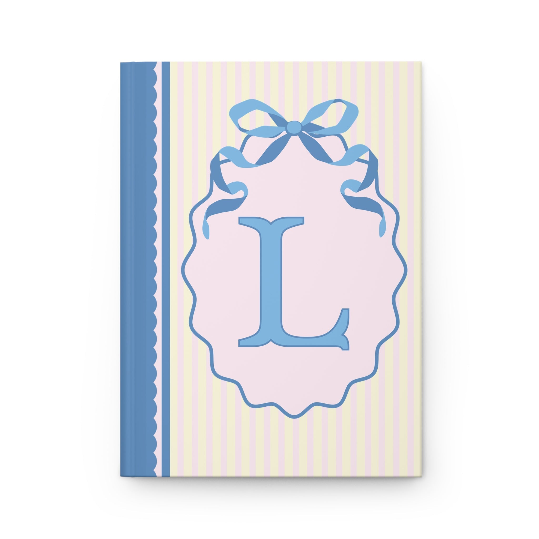 Floral Initial Notebook with Butterflies and Ribbon, Pastel Striped Hardcover Notebook with Flowers: L - Opal and June