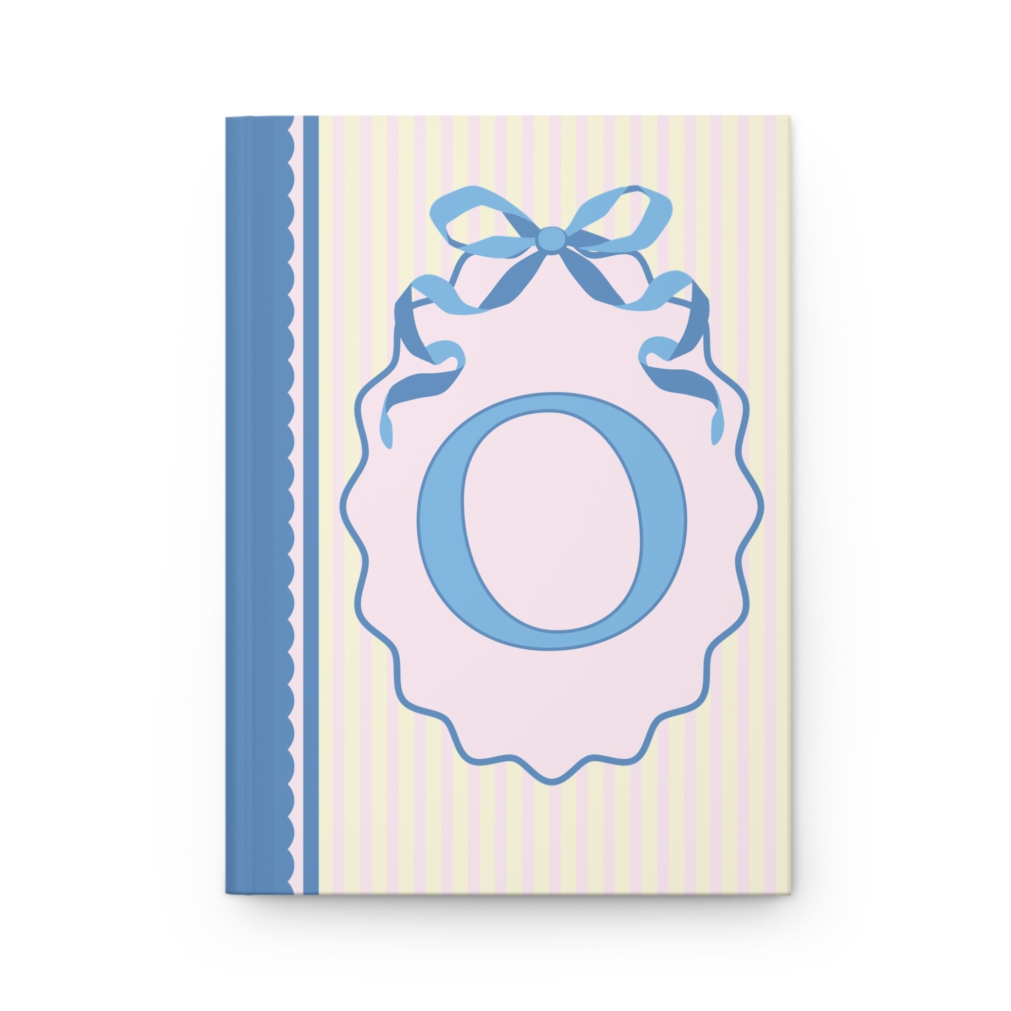 Floral Initial Notebook with Butterflies and Ribbon, Pastel Striped Hardcover Notebook with Flowers: O - Opal and June