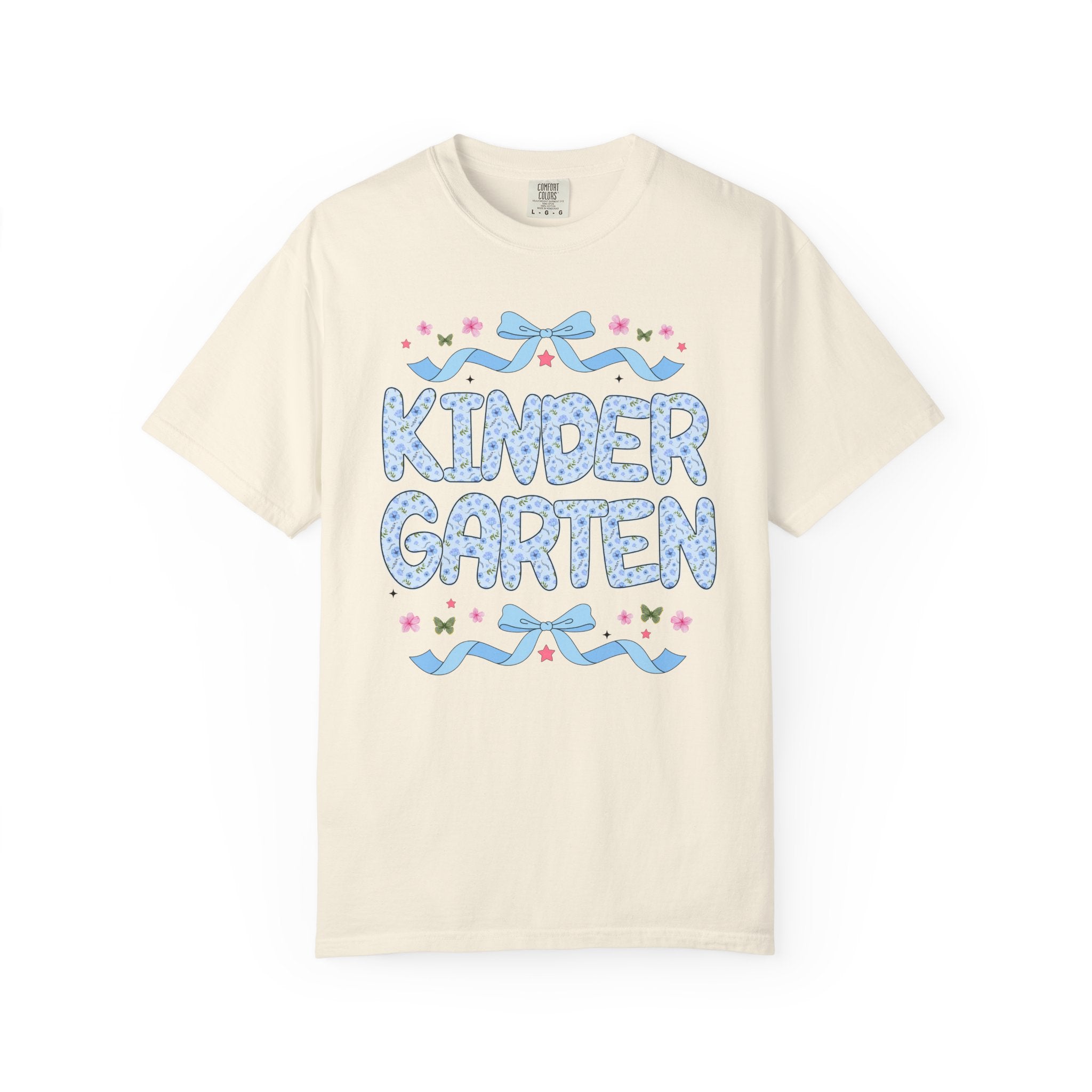 Floral Kindergarten Teacher Tee Shirt, Matching Teacher Team T-Shirt with Bow and Flowers, Cute Dreamcore 90s Aesthetic Back to School Tee - Opal and June