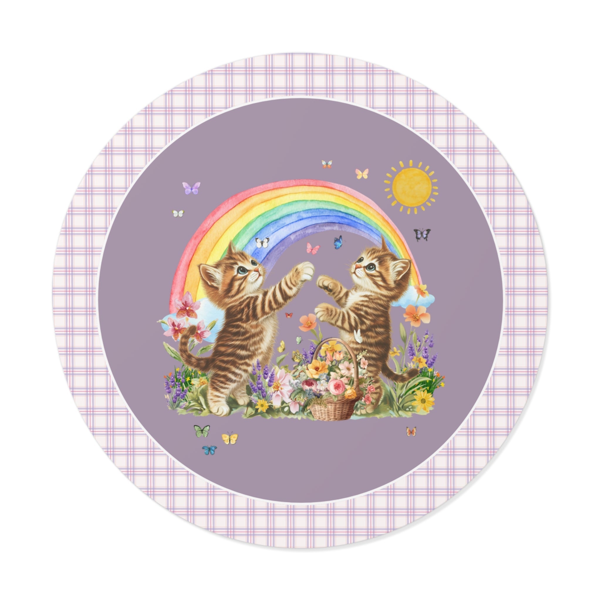 Floral Kitten Lover Sticker with Flowers and Colorful Rainbow, Kitschy 90s Throwback Sticker with Butterflies, Cat Mom or Cat Dad Gift - Opal and June