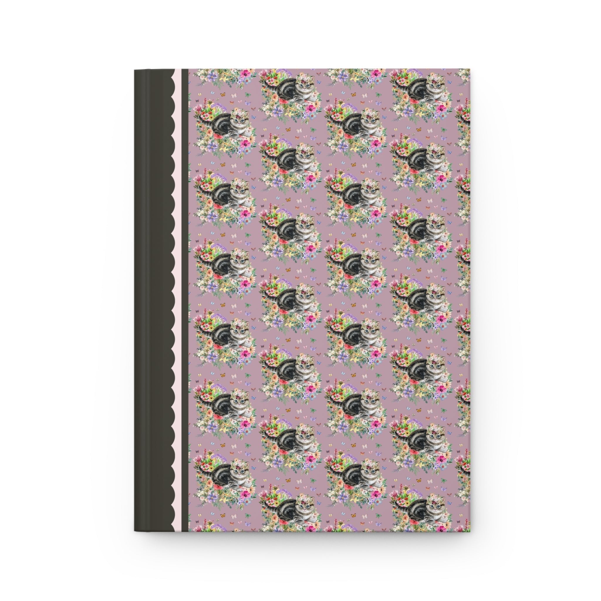 Floral Kitten Notebook with Butterflies | Cute Kitten Journal, Gift for Cat Lover, Cat Laying in Flowers, Gift for Cat Moms, Fun Kitten Gift Idea - Opal and June